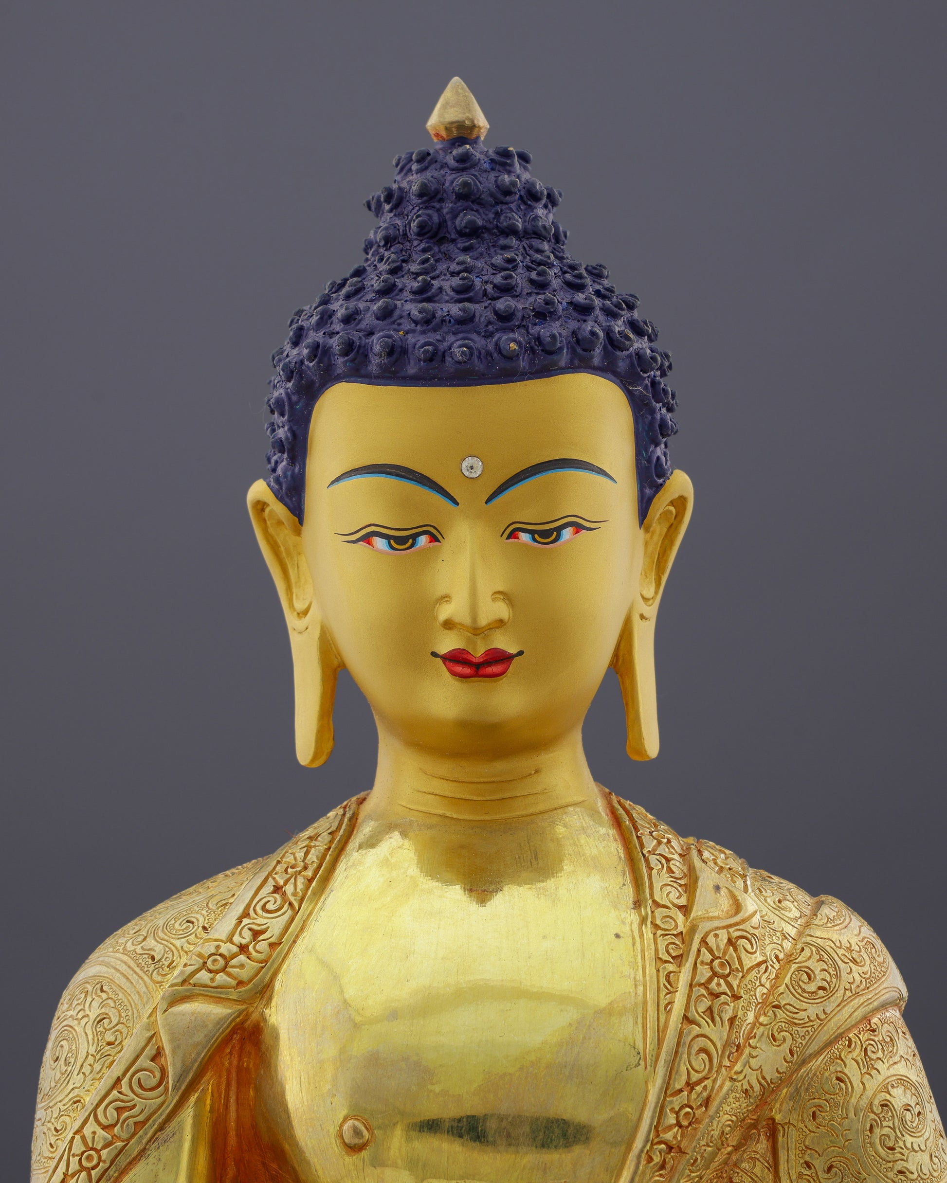 Eternal Enlightenment | Handcrafted 24K Gold Gilded Sakyamuni Buddha Statue from Nepal - Authentic Handcrafted Statue