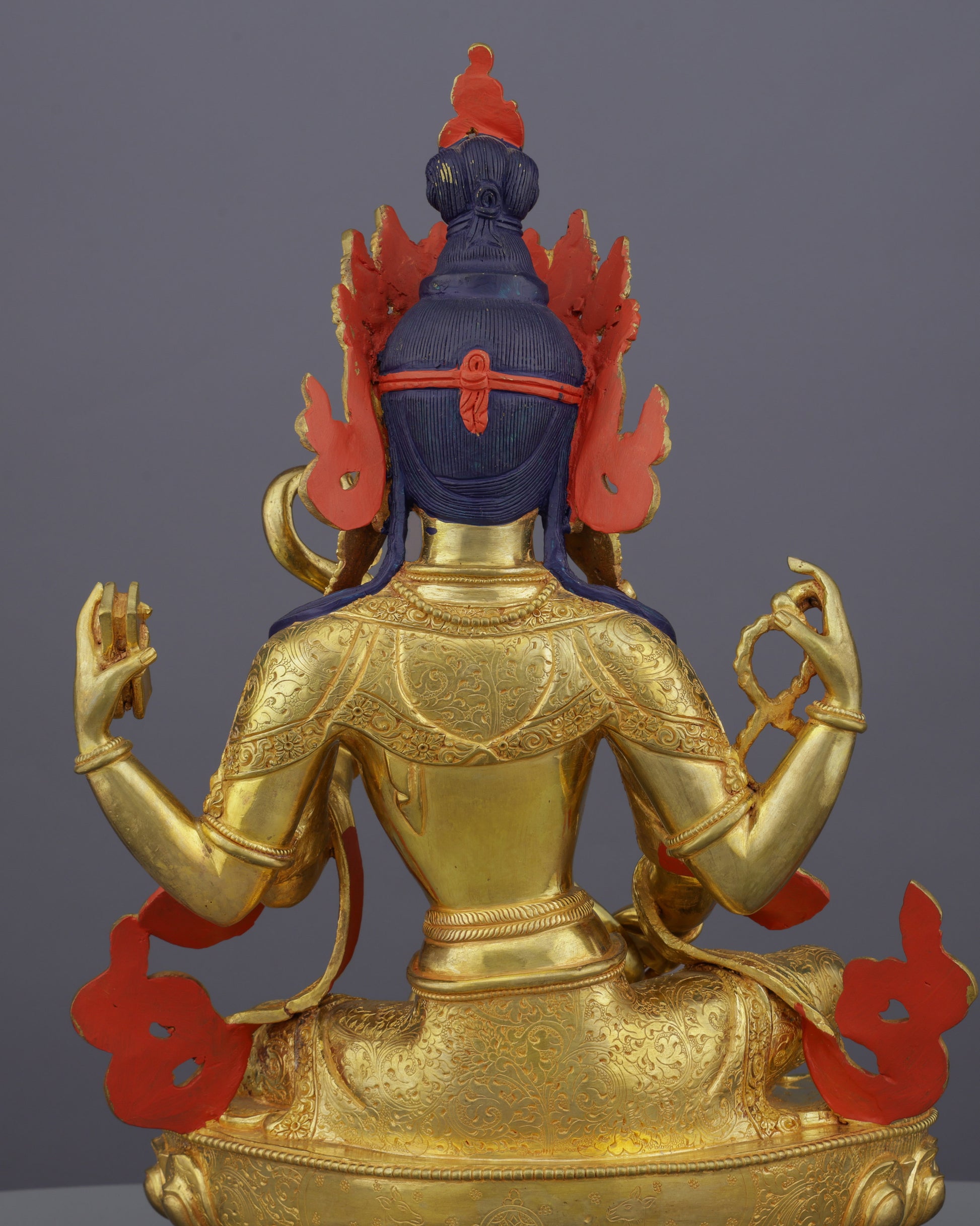 Goddess of Knowledge | Exquisite 24K Gold Gilded Saraswati Statue from Nepal - Authentic Handcrafted Statue