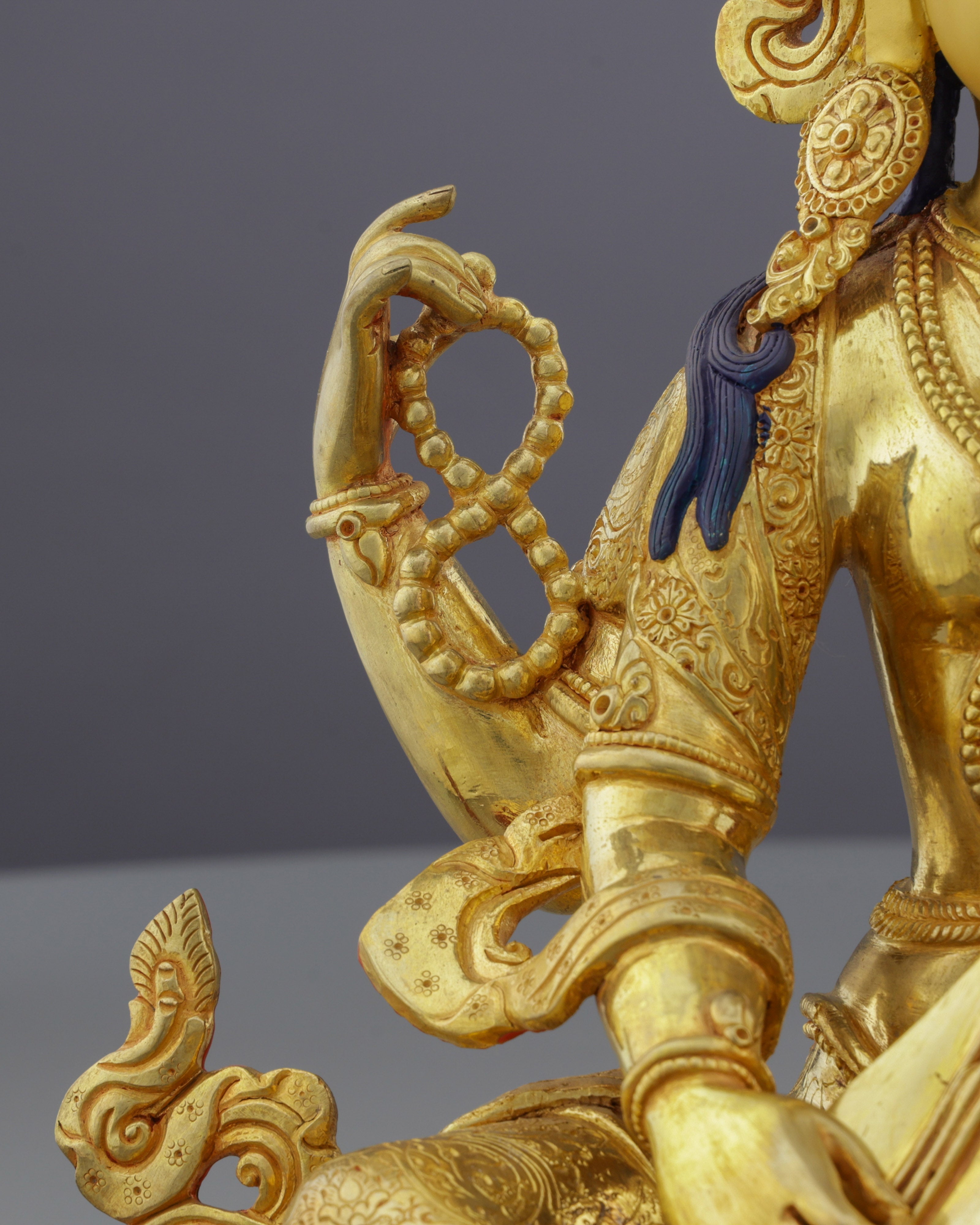 Goddess of Knowledge | Exquisite 24K Gold Gilded Saraswati Statue from Nepal