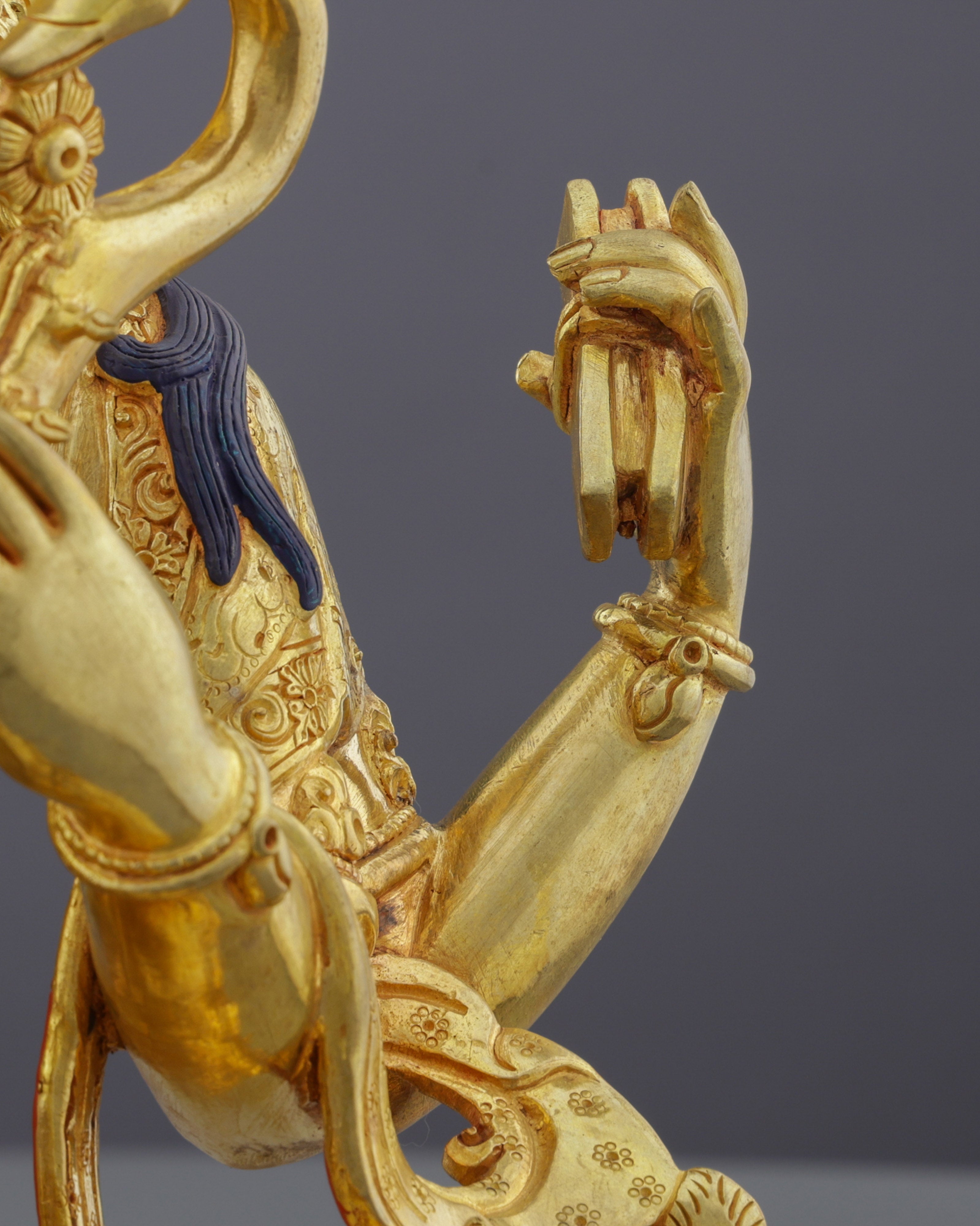 Goddess of Knowledge | Exquisite 24K Gold Gilded Saraswati Statue from Nepal