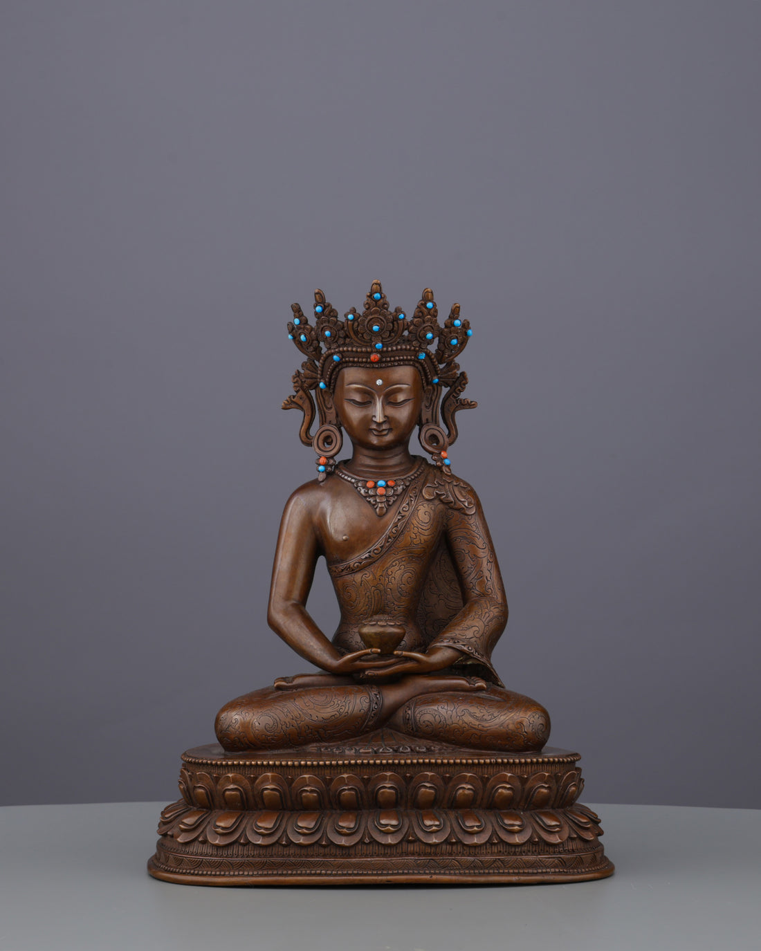 The Buddha of Infinite Light | Handcrafted Oxidized Amitabha from Nepal's Sacred Valleys - Handcrafted Buddhist Statue