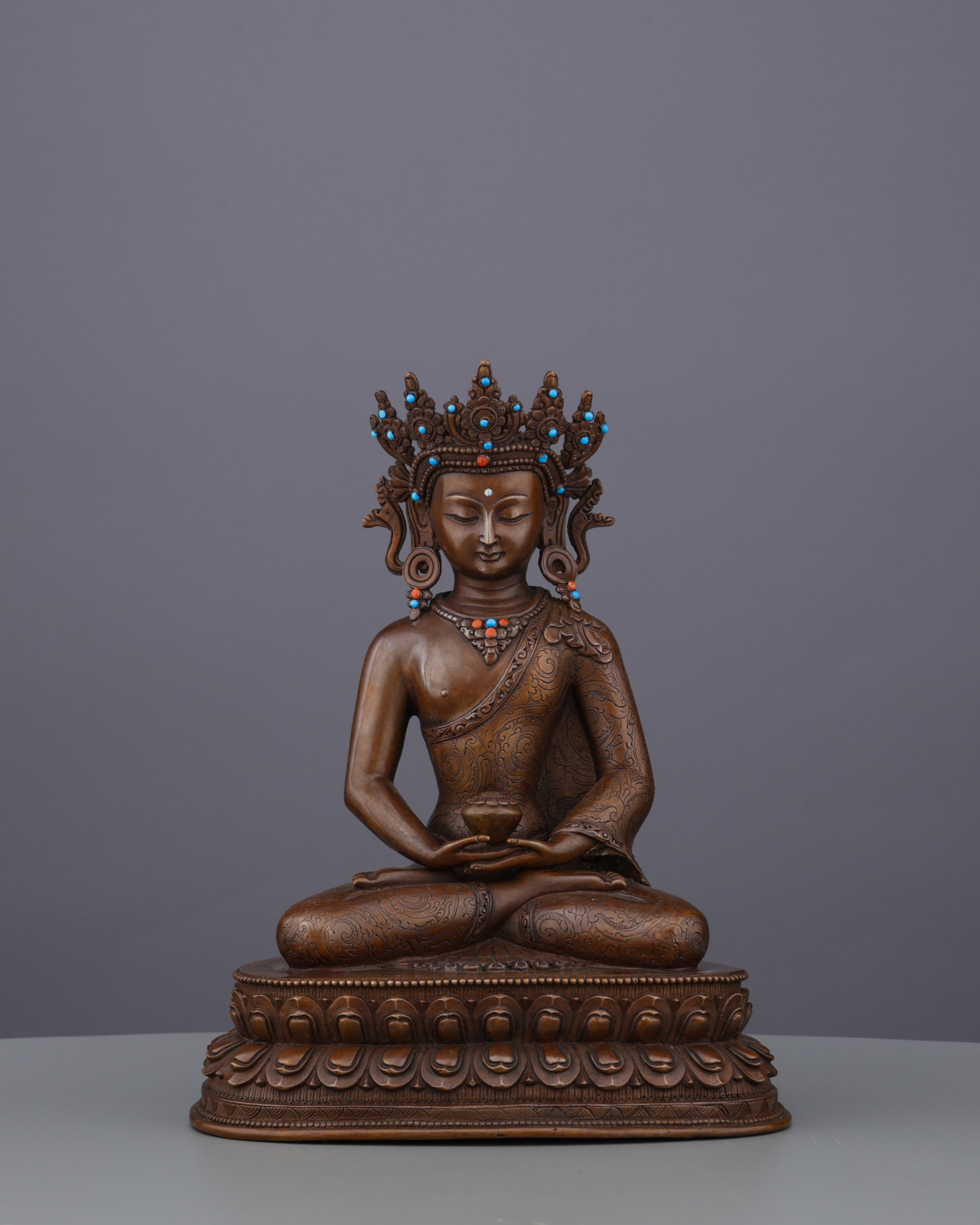 The Buddha of Infinite Light | Handcrafted Oxidized Amitabha from Nepal's Sacred Valleys - Authentic Handcrafted Statue