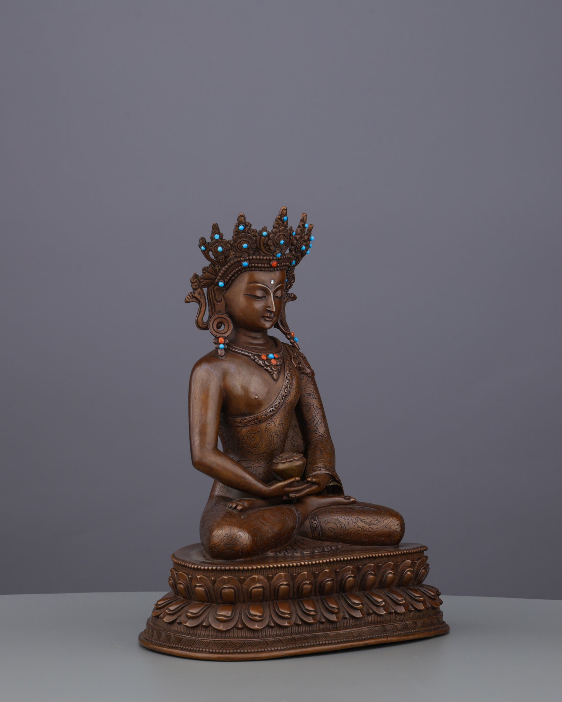 The Buddha of Infinite Light | Handcrafted Oxidized Amitabha from Nepal's Sacred Valleys - Authentic Handcrafted Statue