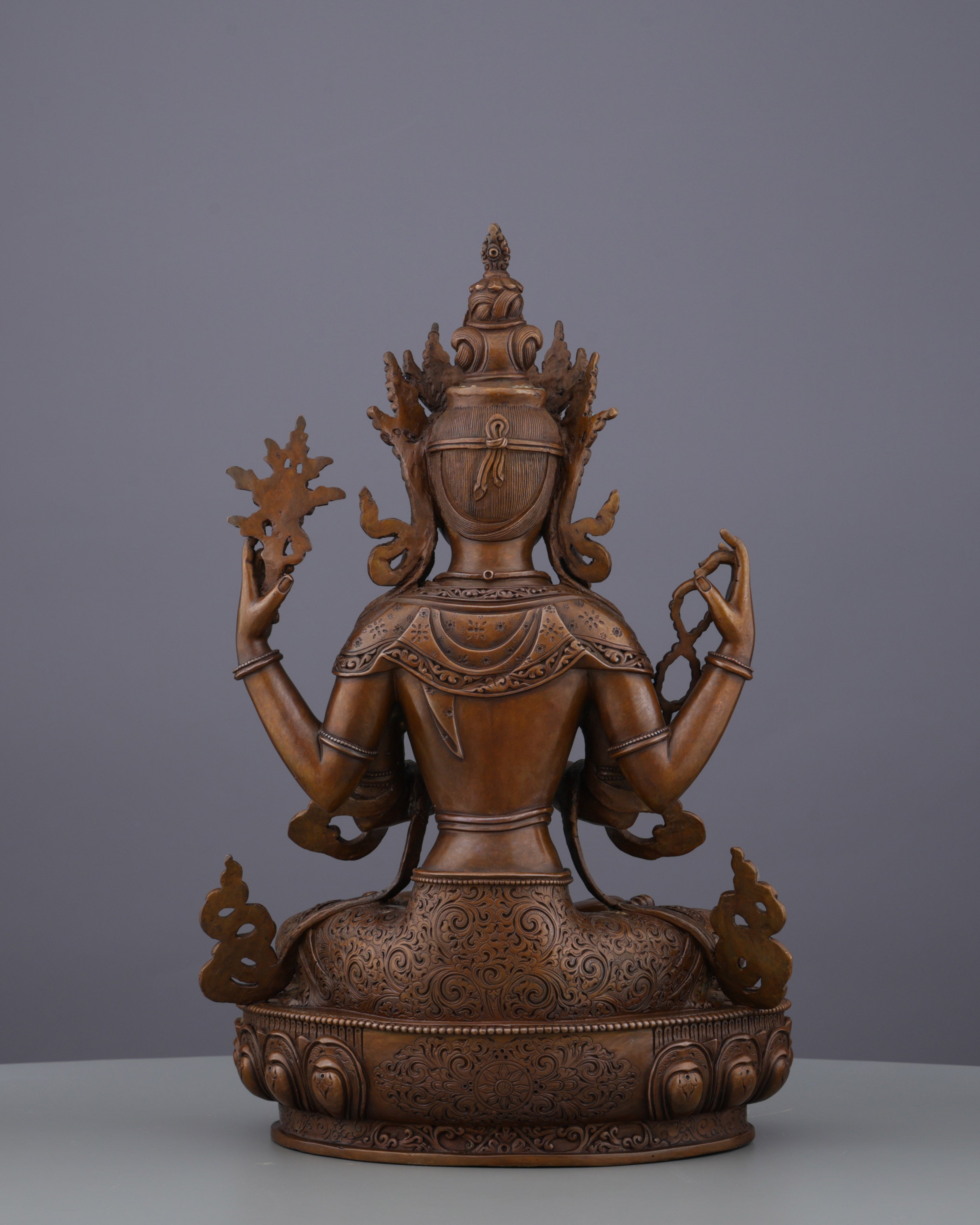 Embrace Divine Compassion | Handcrafted Four-Armed Chengresi Statue