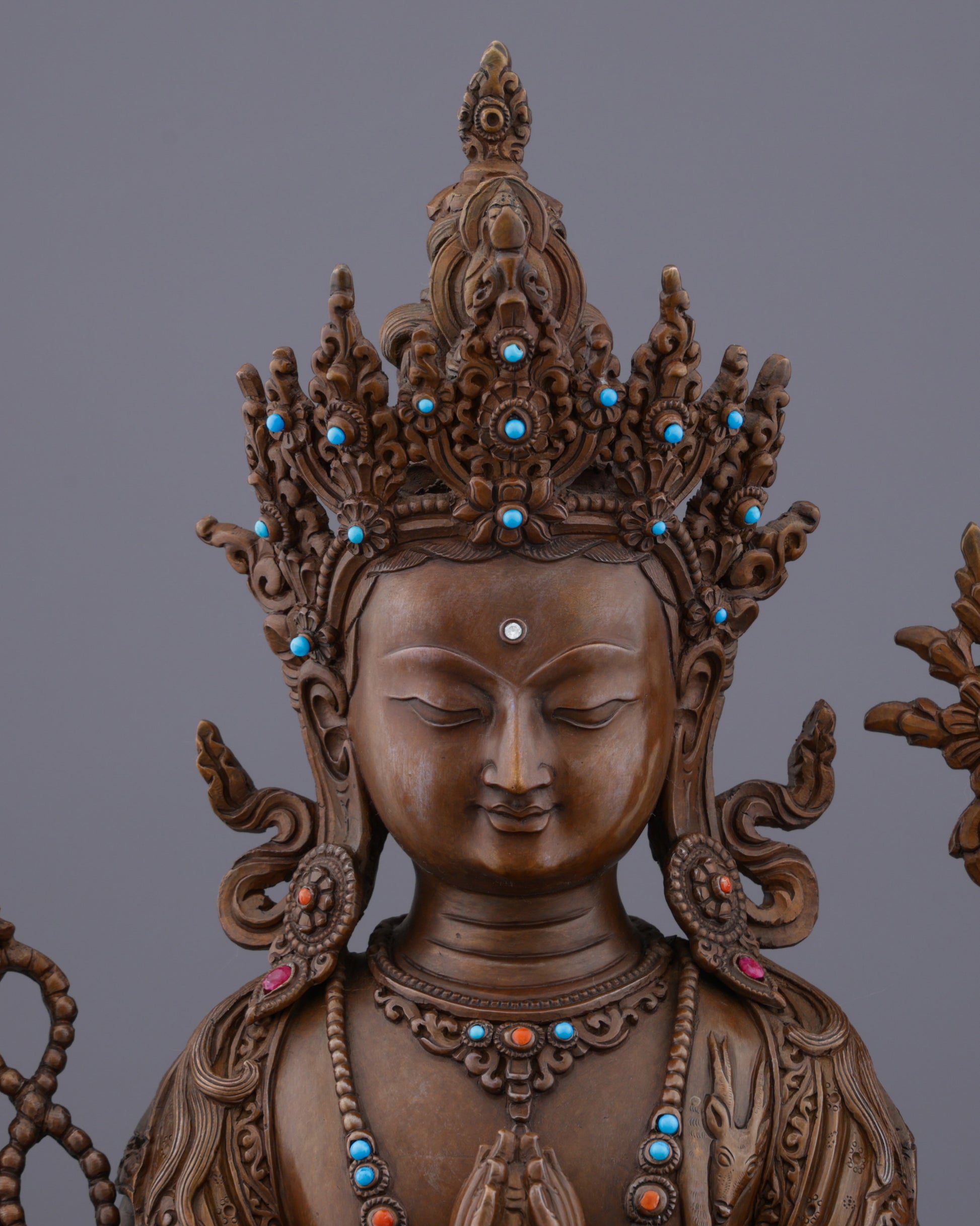 Embrace Divine Compassion | Handcrafted Four-Armed Chengresi Statue - Authentic Handcrafted Statue