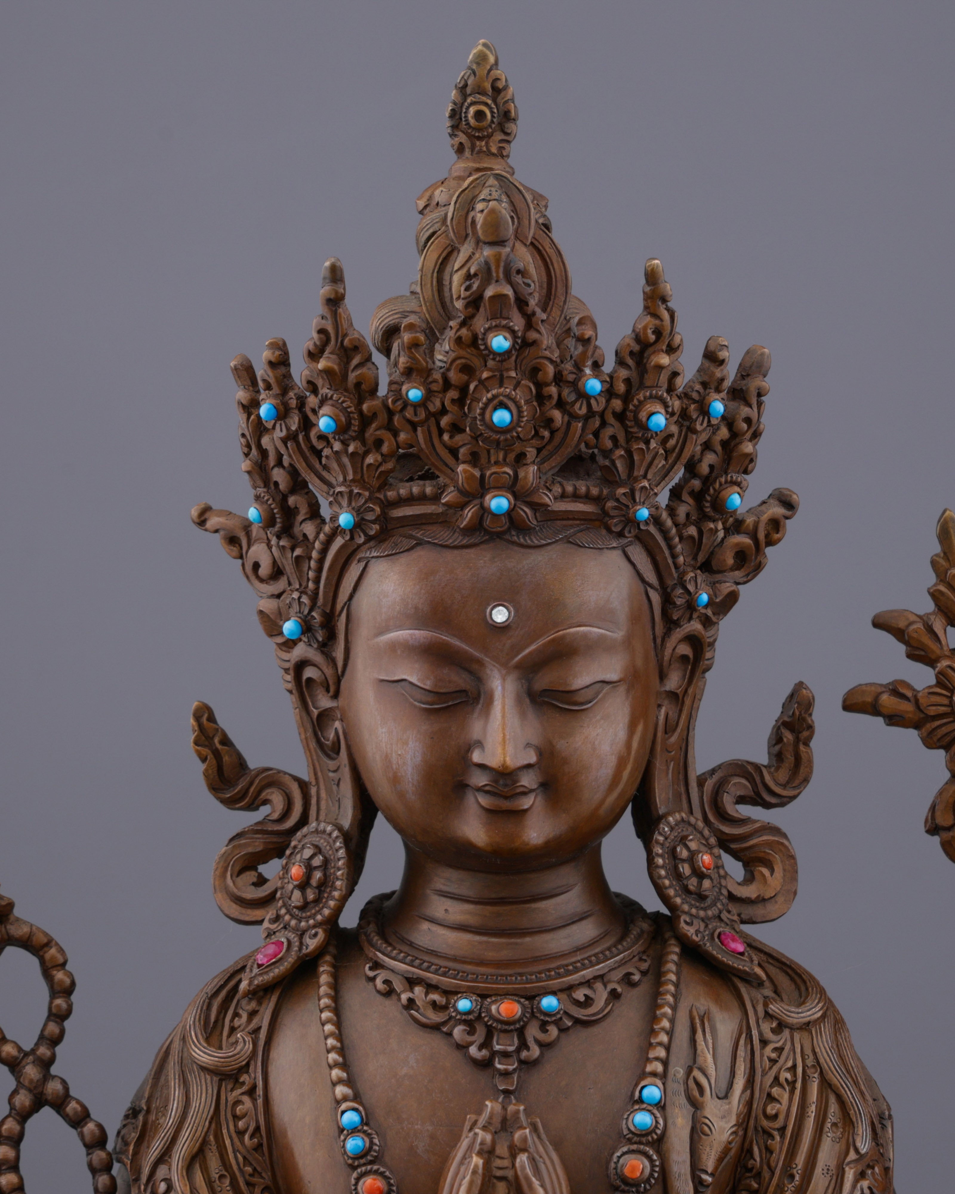 Embrace Divine Compassion | Handcrafted Four-Armed Chengresi Statue