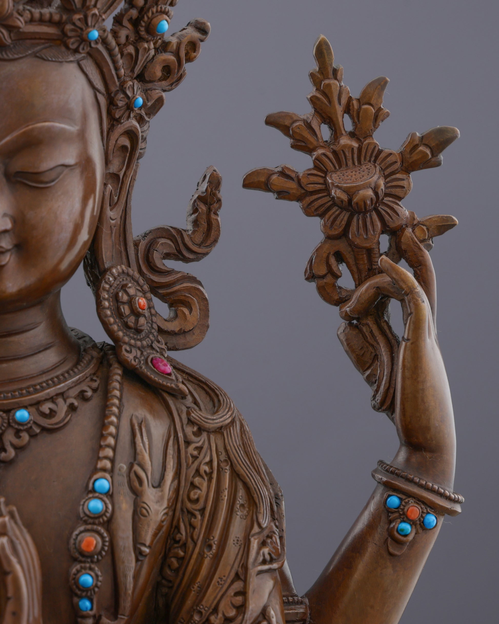Embrace Divine Compassion | Handcrafted Four-Armed Chengresi Statue - Authentic Handcrafted Statue