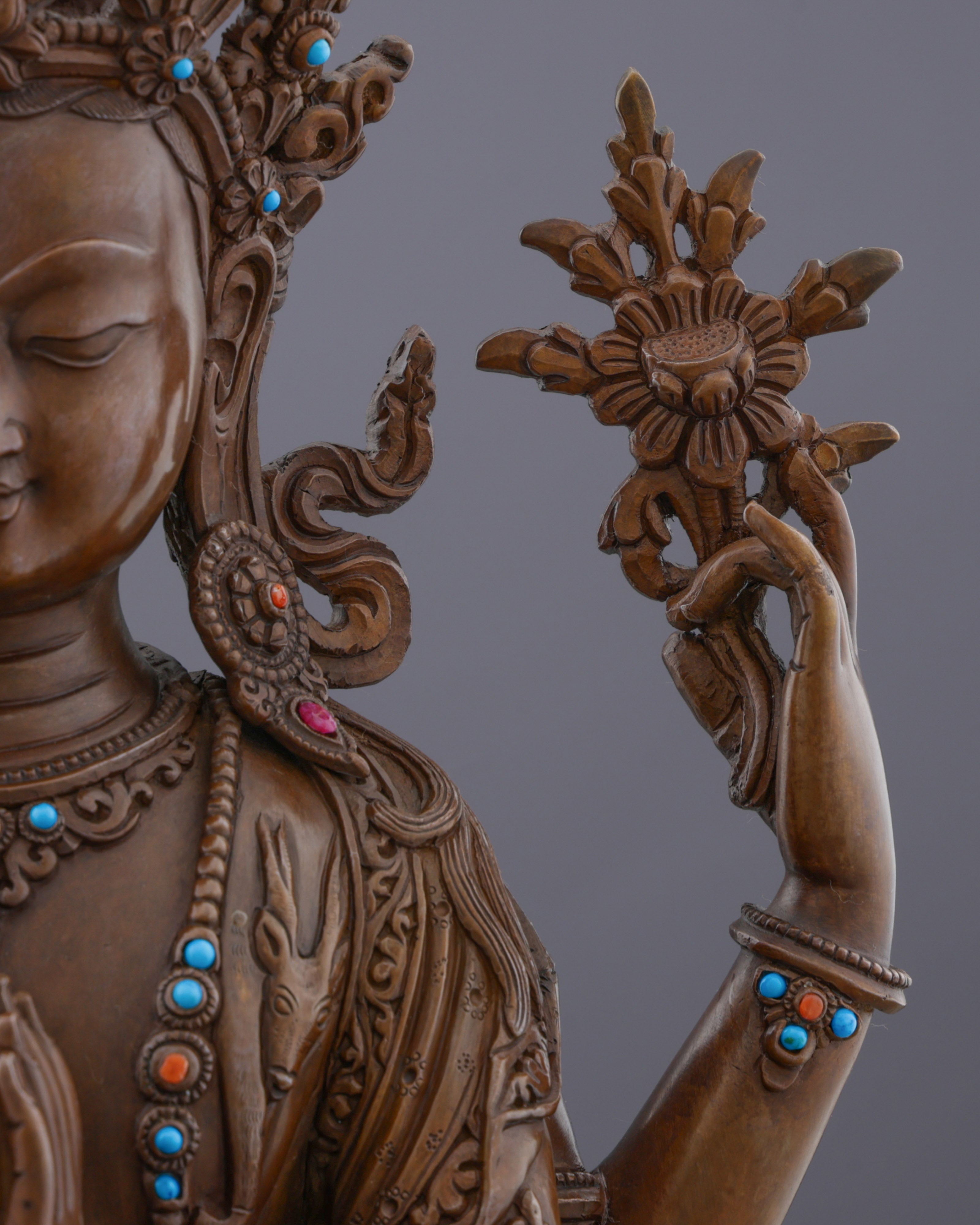 Embrace Divine Compassion | Handcrafted Four-Armed Chengresi Statue
