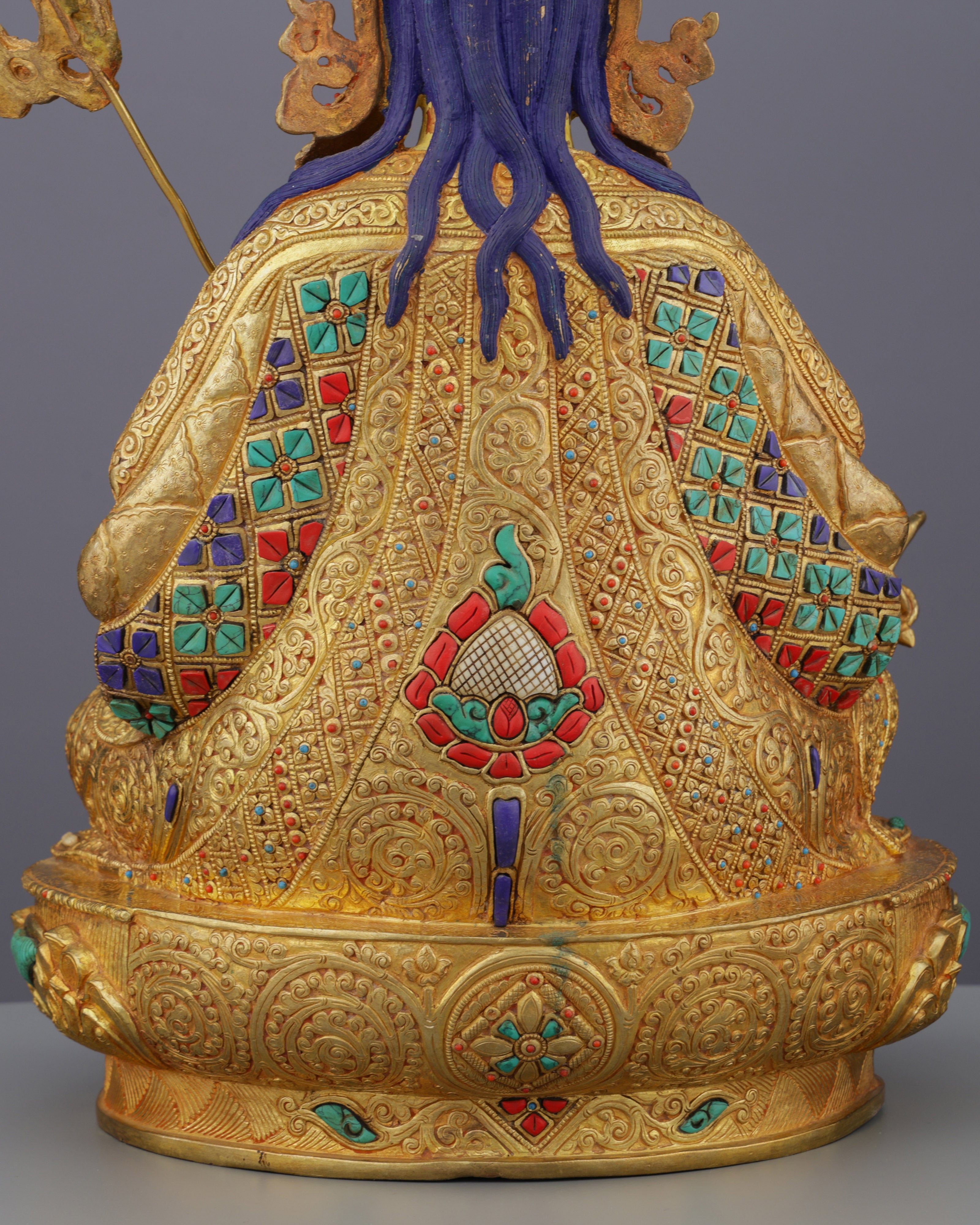 Exquisite 24K Gold Gilded Guru Rinpoche Statue | A Masterpiece of Nepalese Sacred Art