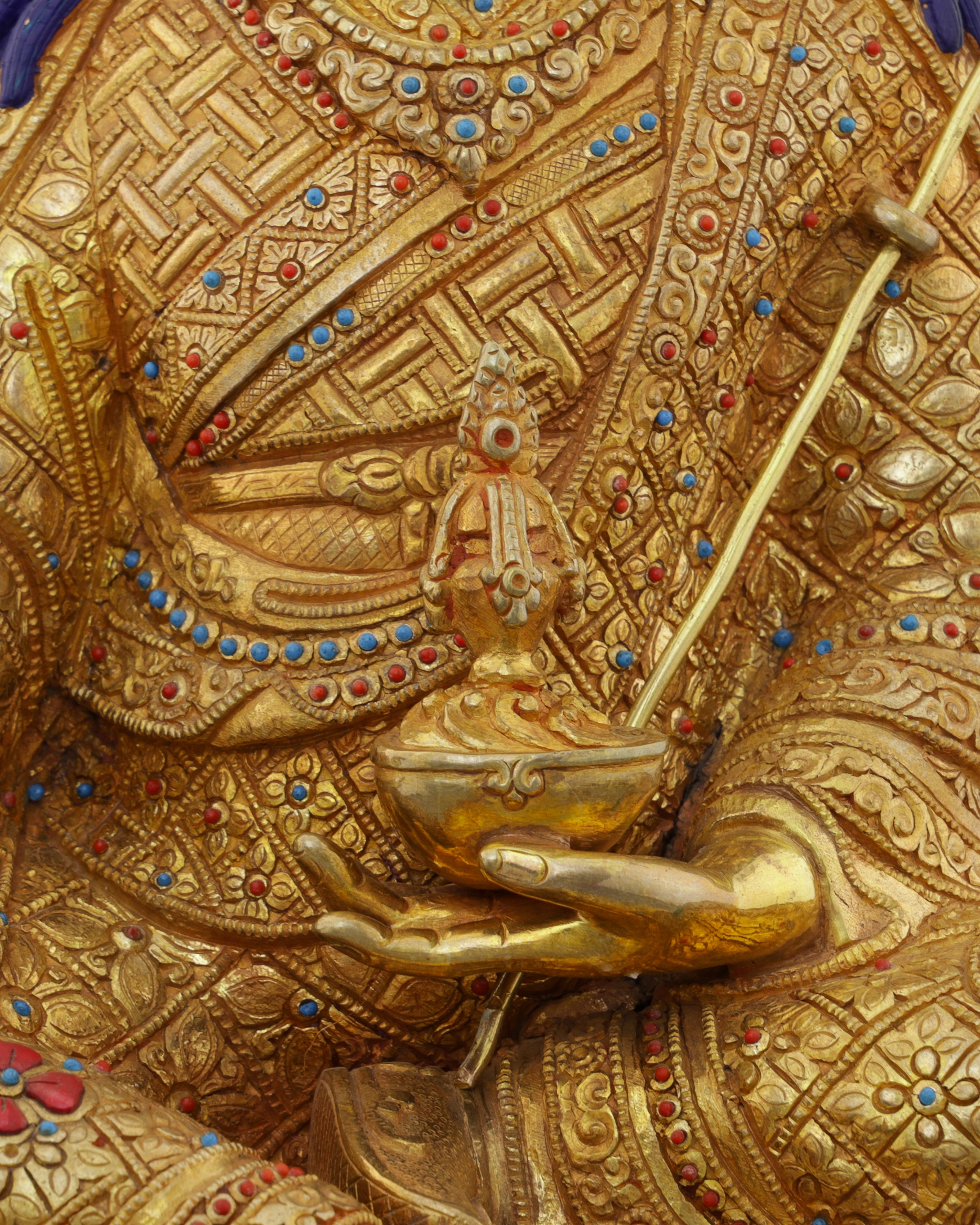 Exquisite 24K Gold Gilded Guru Rinpoche Statue | A Masterpiece of Nepalese Sacred Art