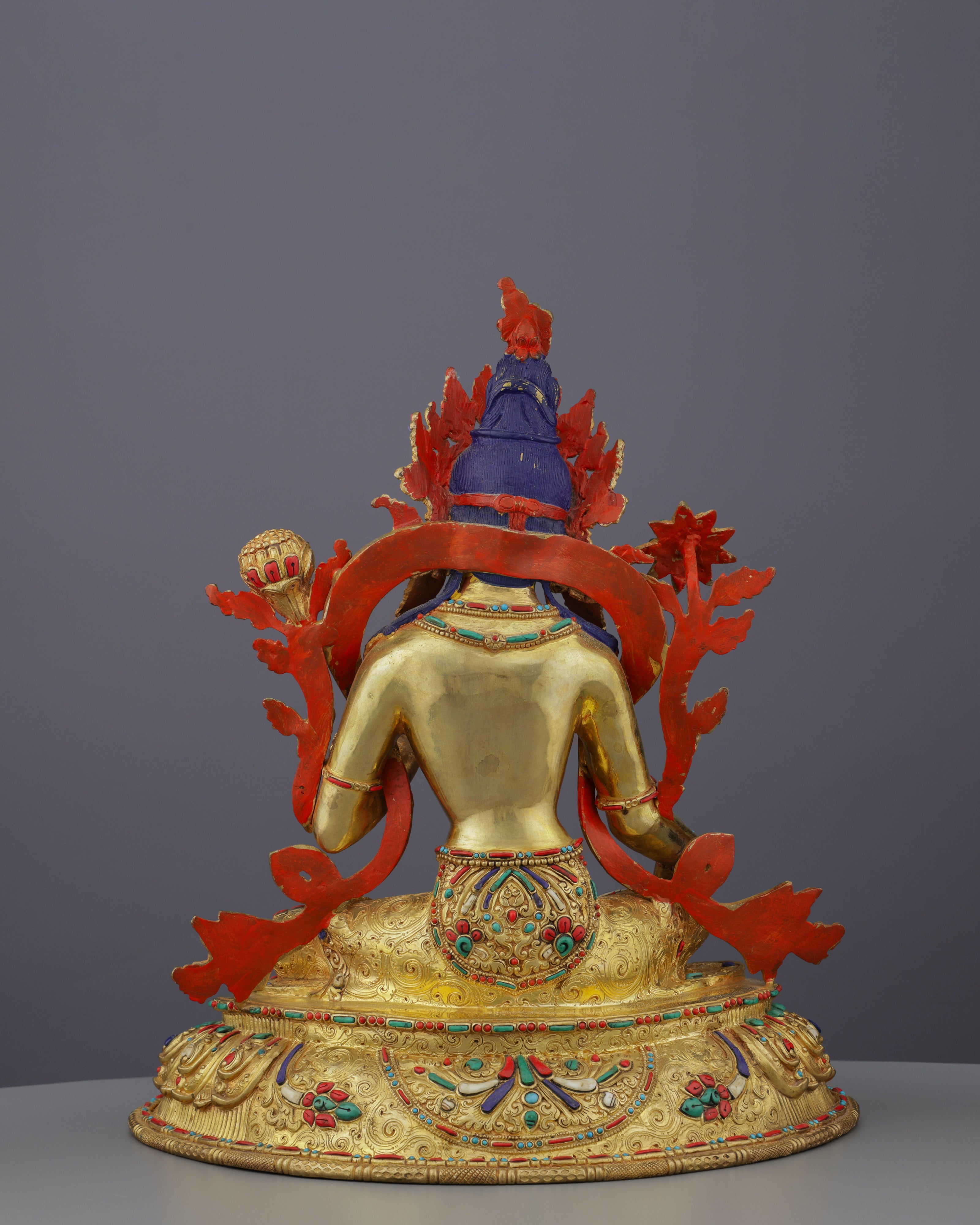 Radiant 24K Gold Gilded Green Tara Statue | Nepal's Divine Protectress in Sacred Artistry