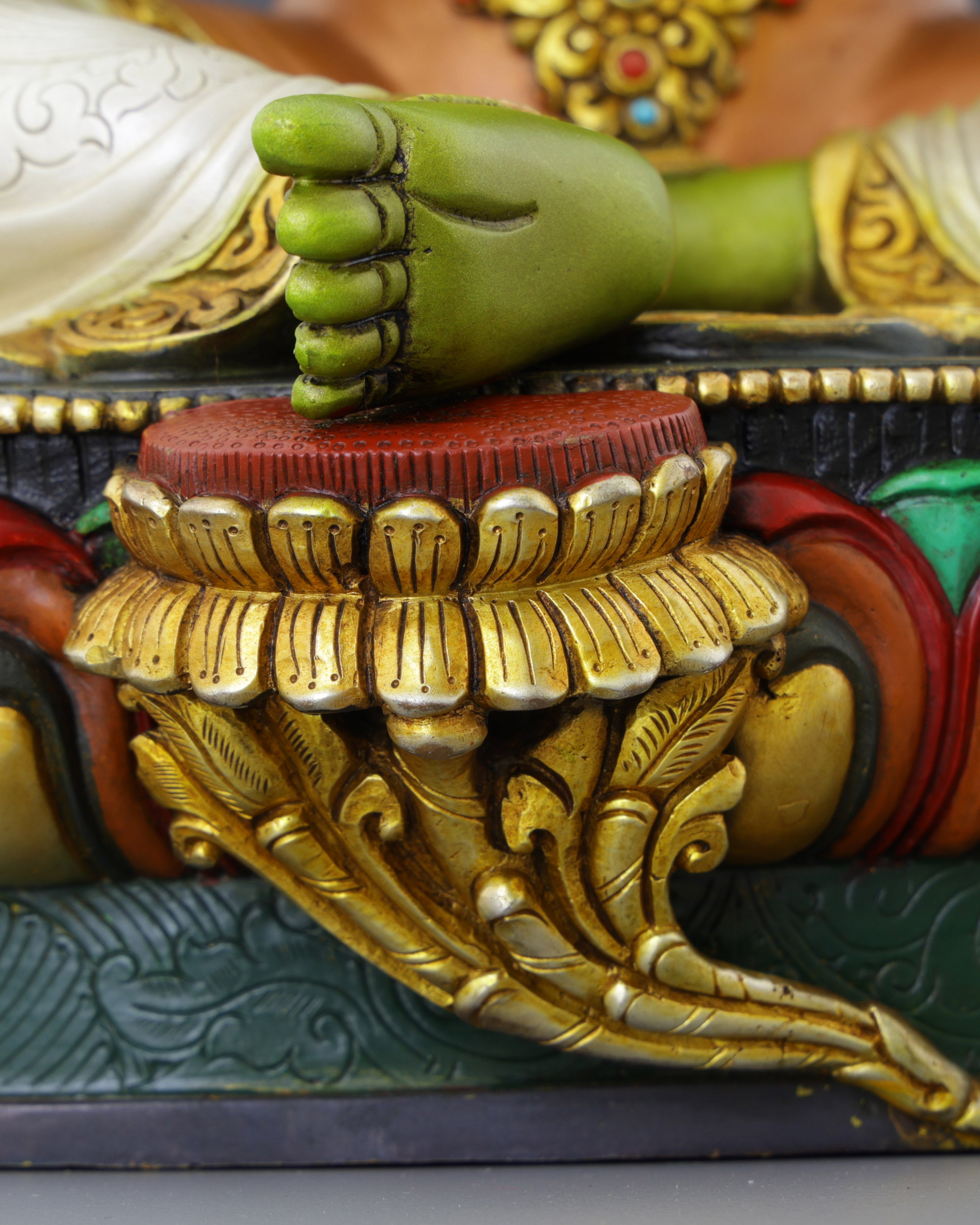 Vibrant Gold-Plated Green Tara Statue | Nepal's Compassionate Mother of Swift Liberation