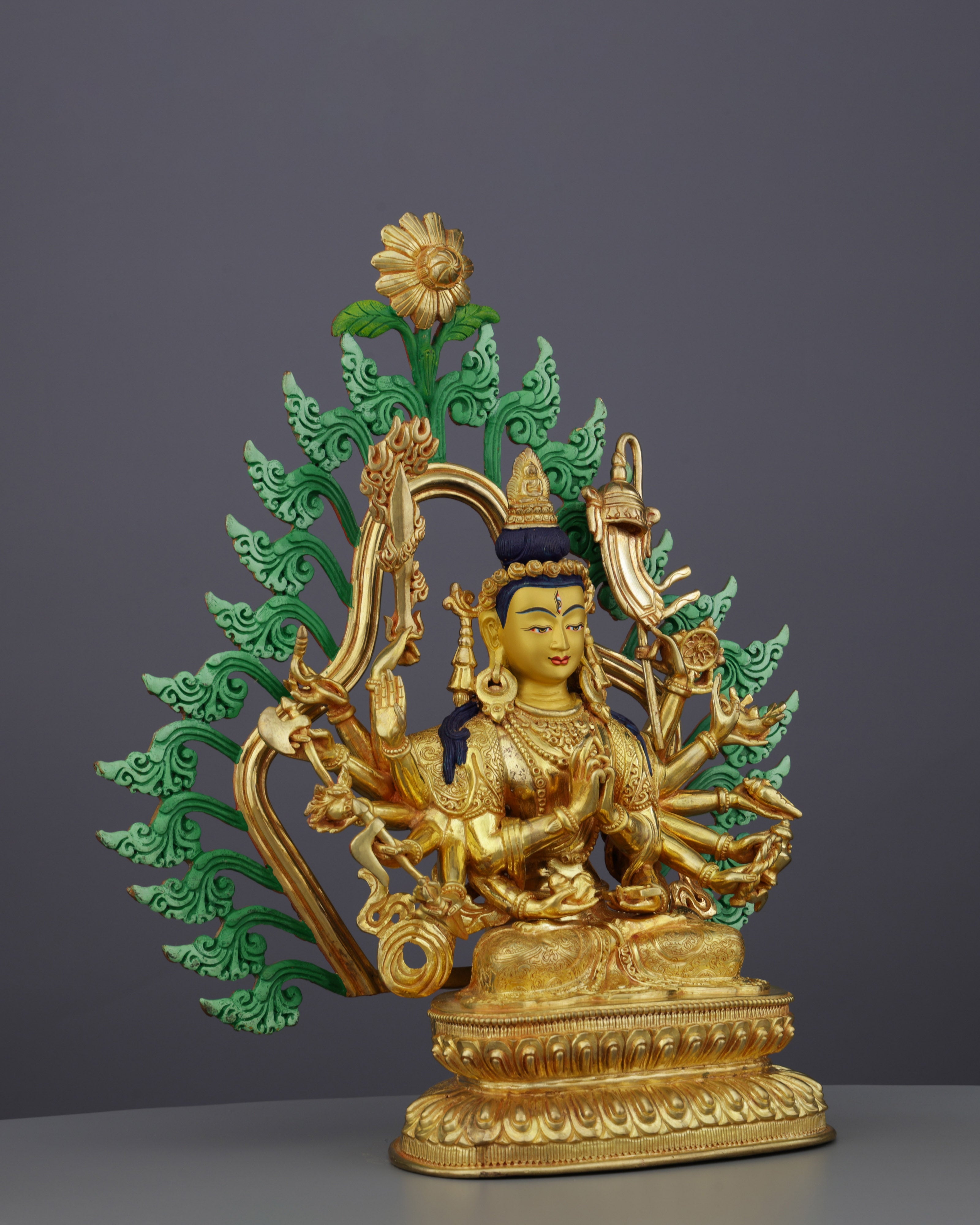 24K Gold Gilded Cundi Statue | Divine Mother of Seventy Million Buddhas