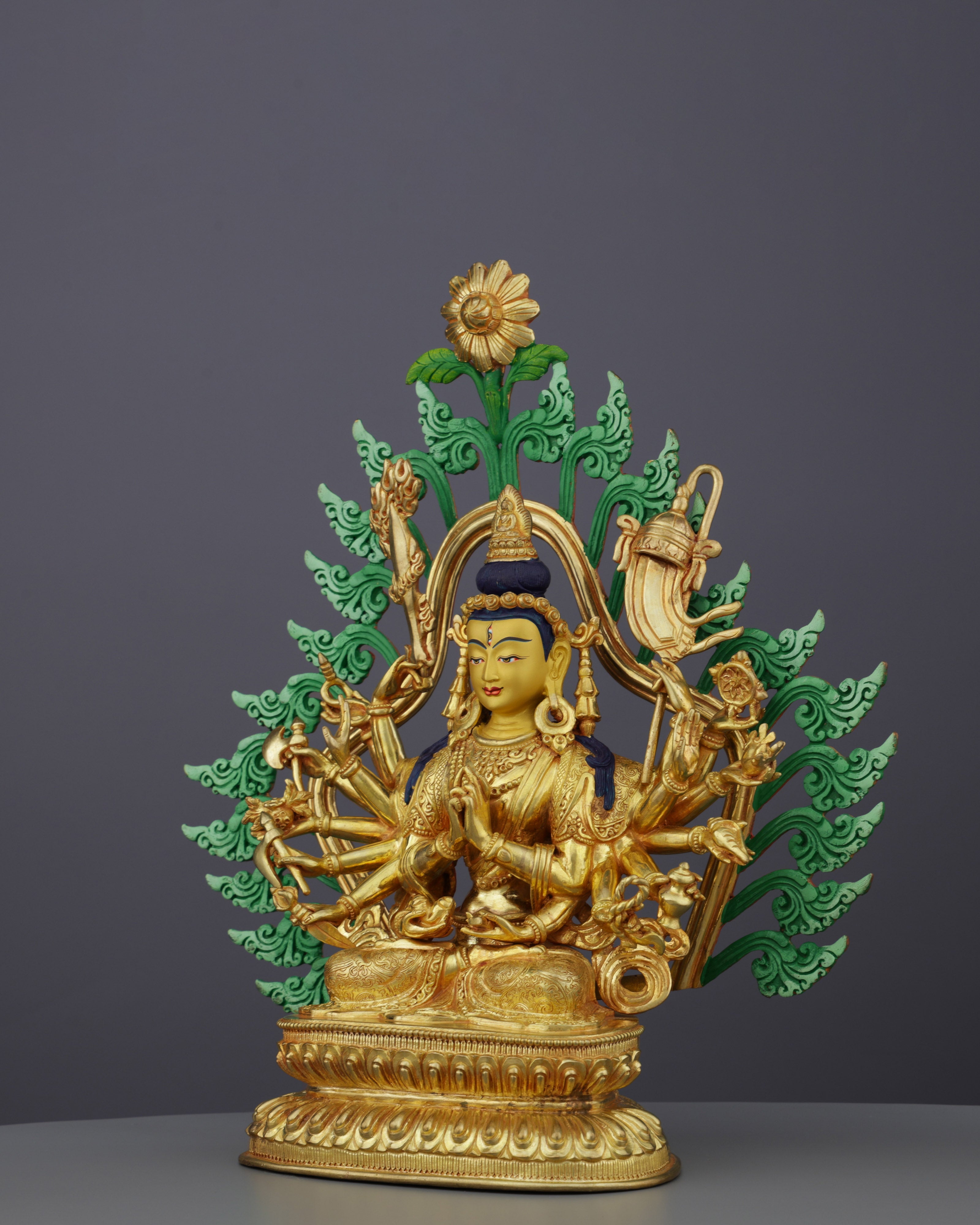 24K Gold Gilded Cundi Statue | Divine Mother of Seventy Million Buddhas