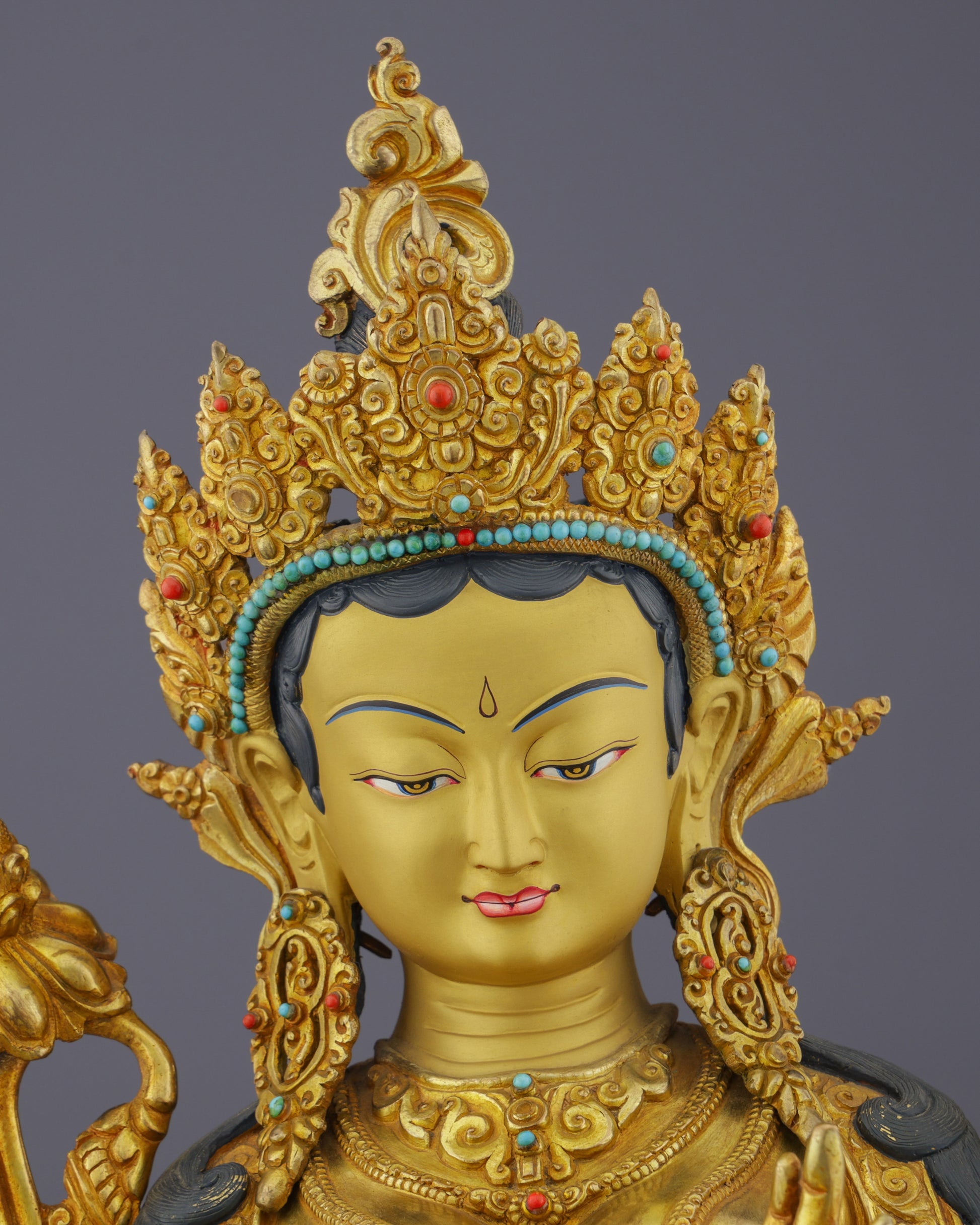 Luminous 24K Gold Gilded Green Tara Statue | Nepal's Grand Masterpiece of Divine Compassion - Authentic Handcrafted Statue