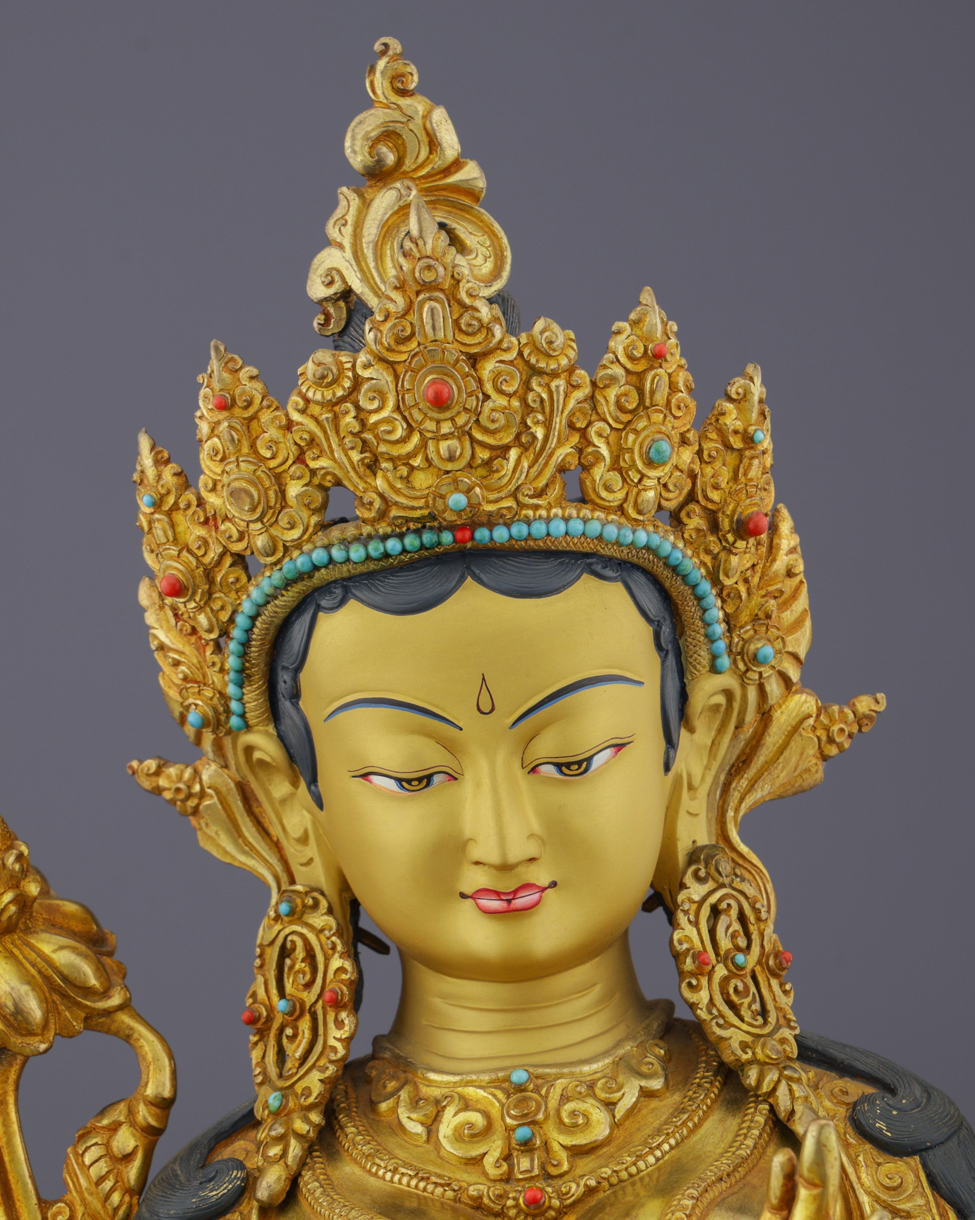 Luminous 24K Gold Gilded Green Tara Statue | Nepal's Grand Masterpiece of Divine Compassion