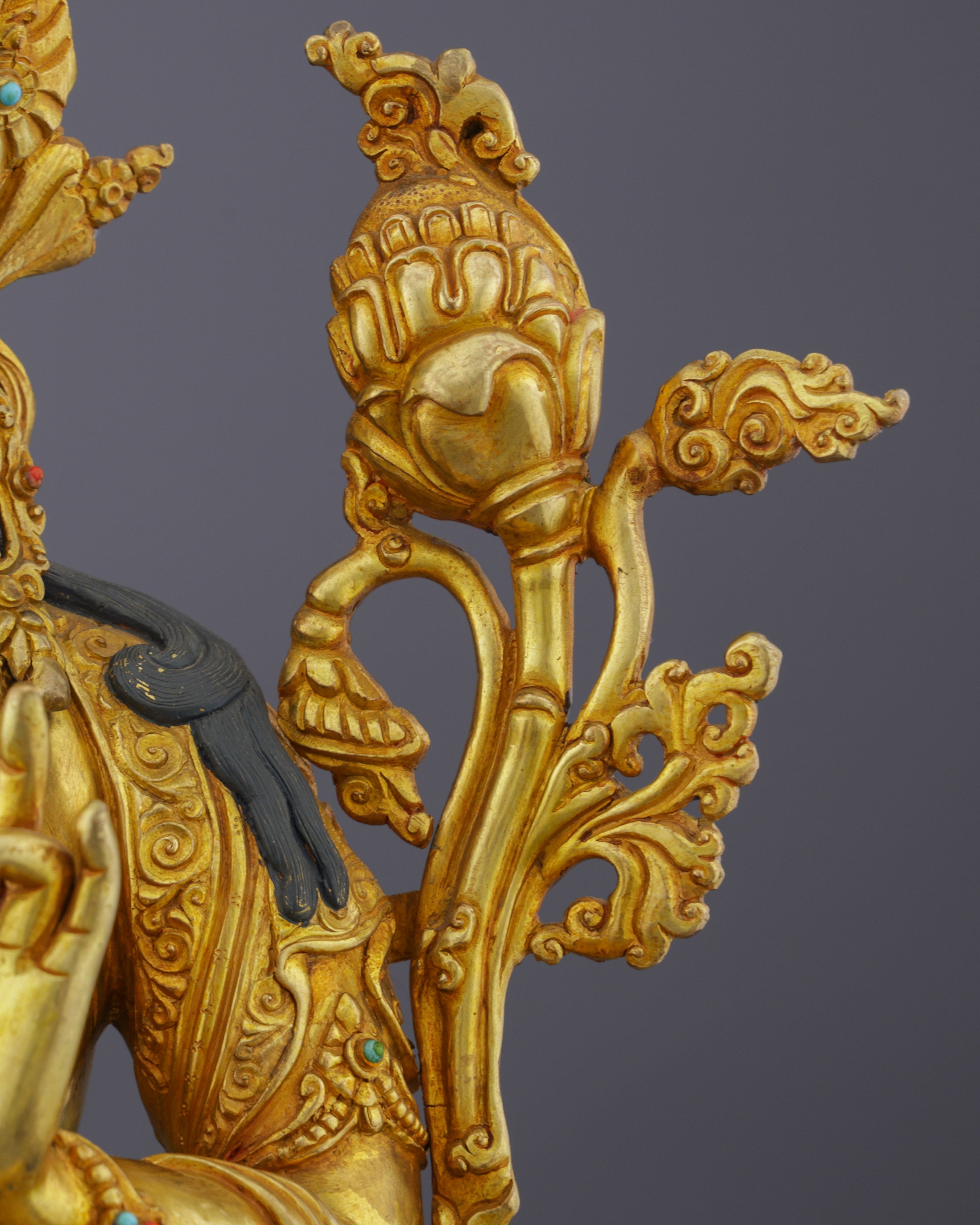 Luminous 24K Gold Gilded Green Tara Statue | Nepal's Grand Masterpiece of Divine Compassion