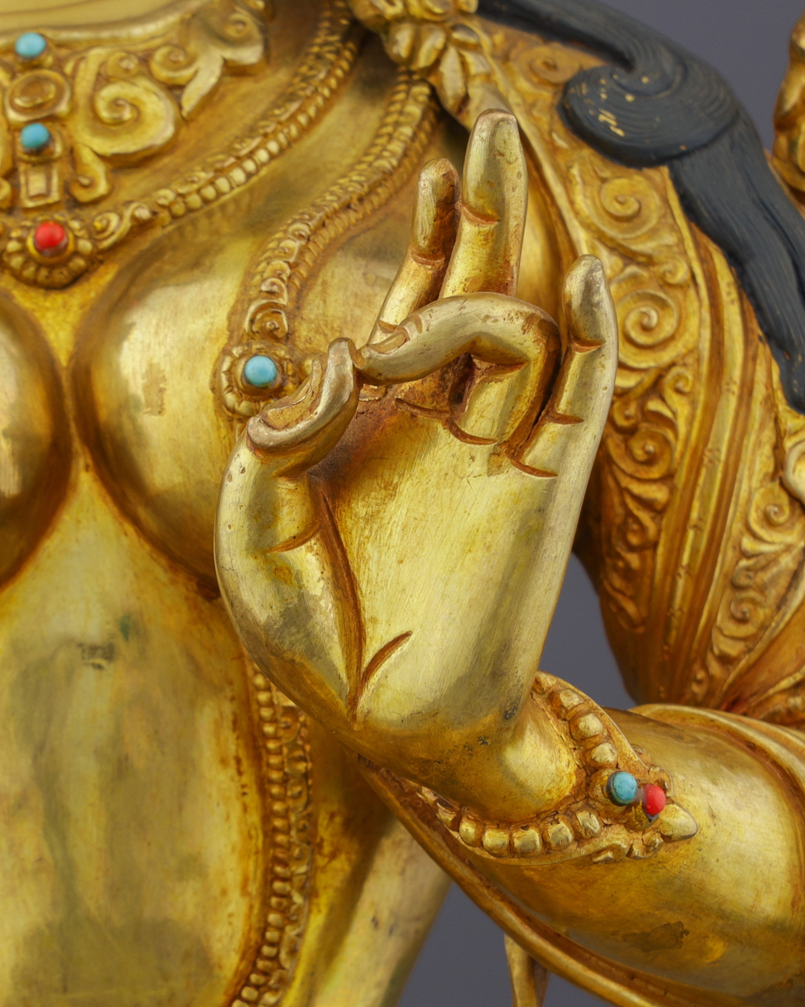 Luminous 24K Gold Gilded Green Tara Statue | Nepal's Grand Masterpiece of Divine Compassion