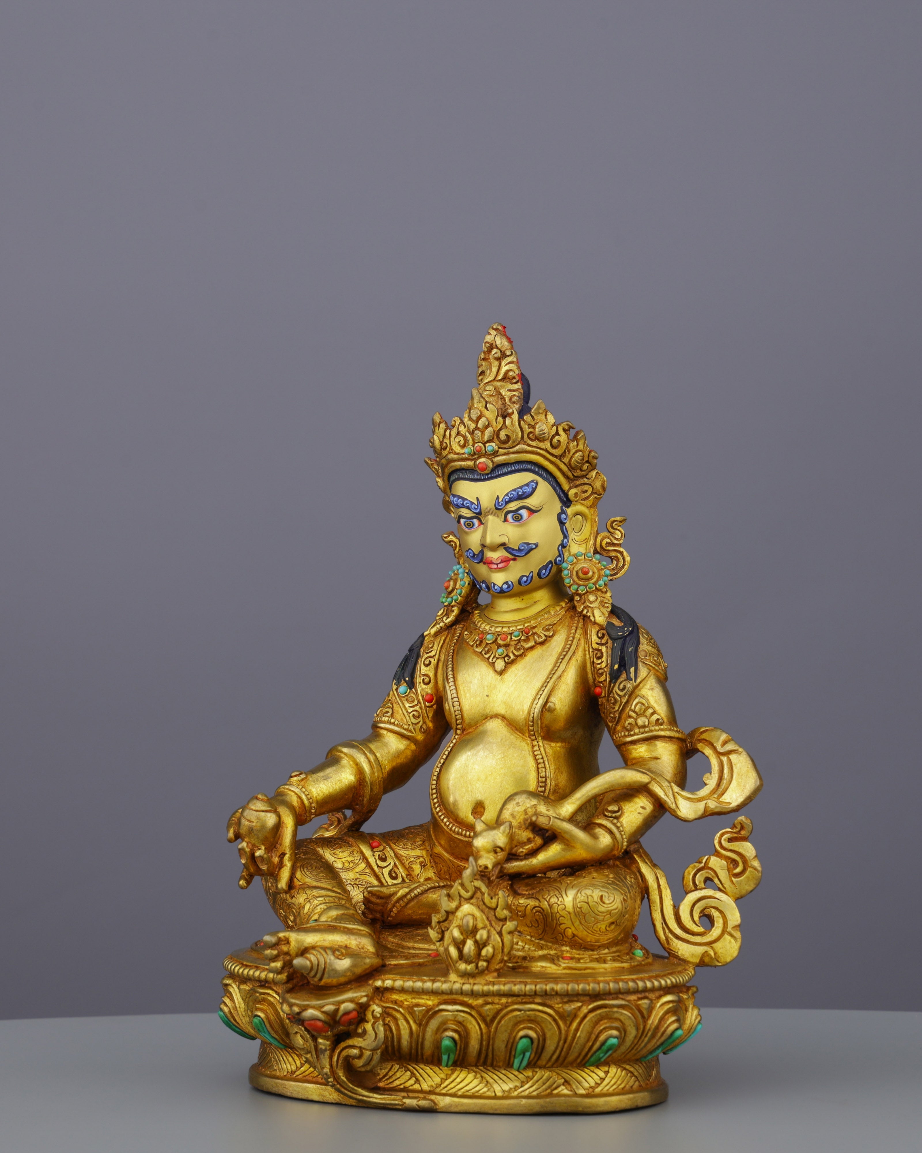 Stunning 24K Gold Gilded Dzambhala Statue | Buddhist Deity of Wealth and Prosperity