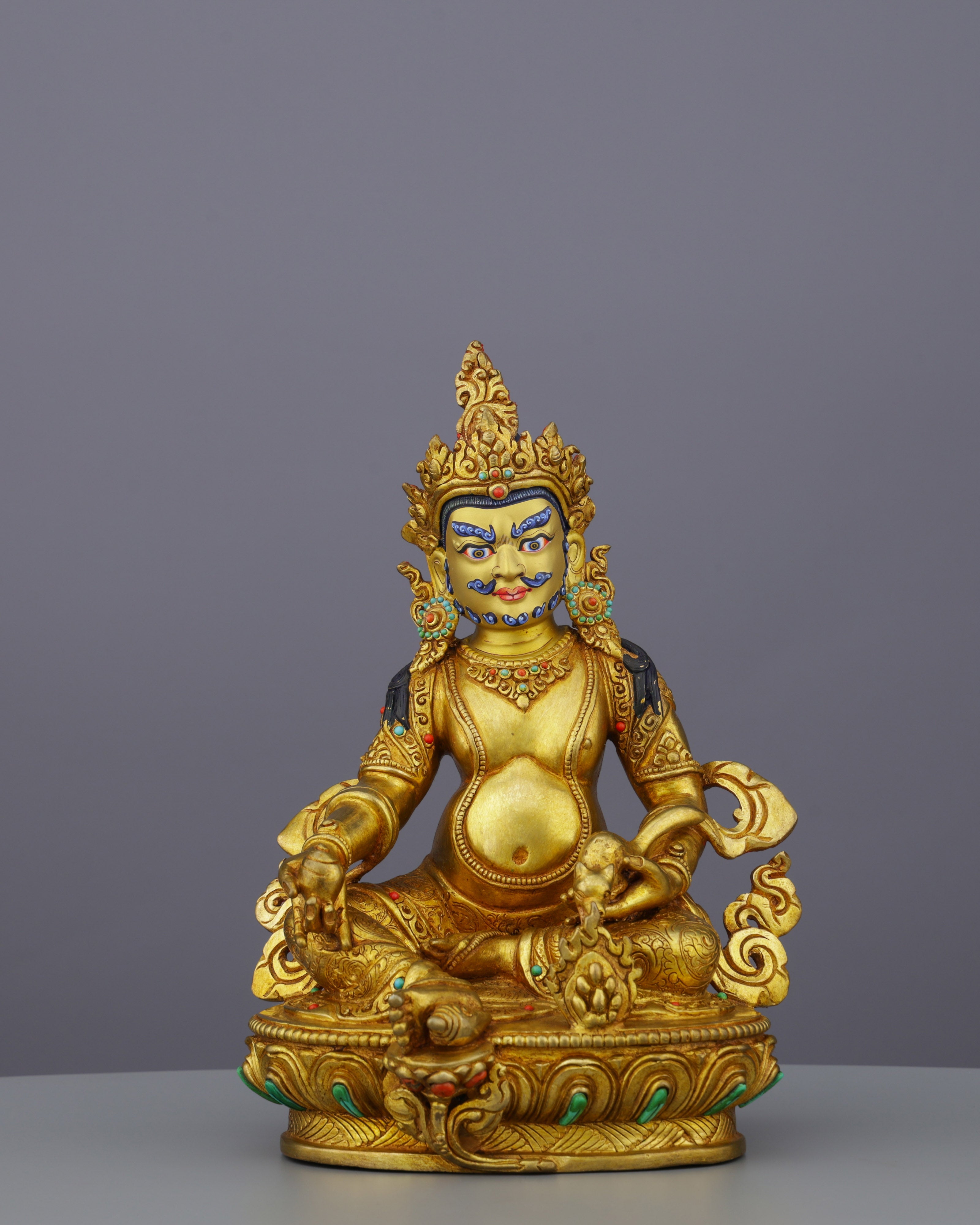 Stunning 24K Gold Gilded Dzambhala Statue | Buddhist Deity of Wealth and Prosperity