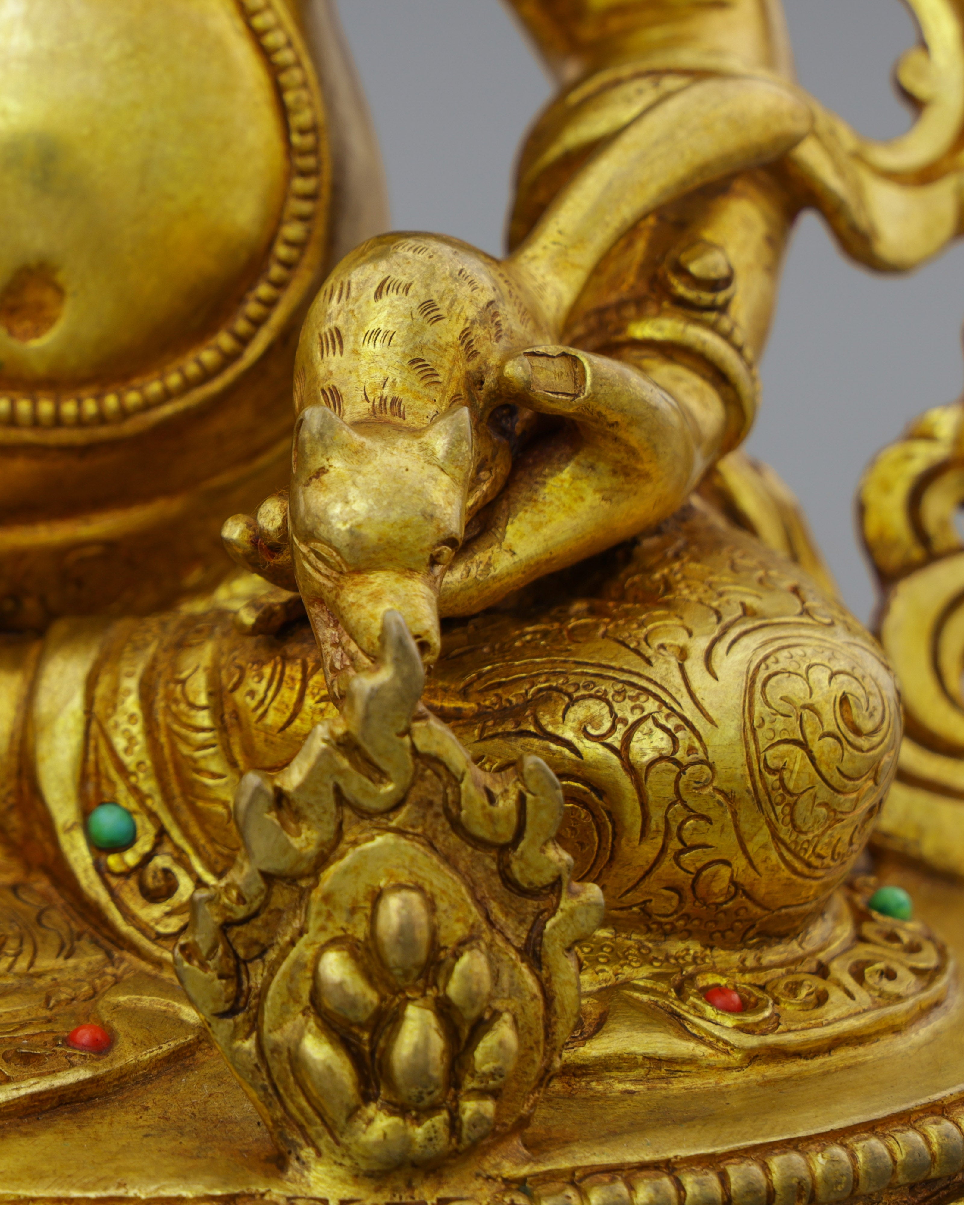 Stunning 24K Gold Gilded Dzambhala Statue | Buddhist Deity of Wealth and Prosperity