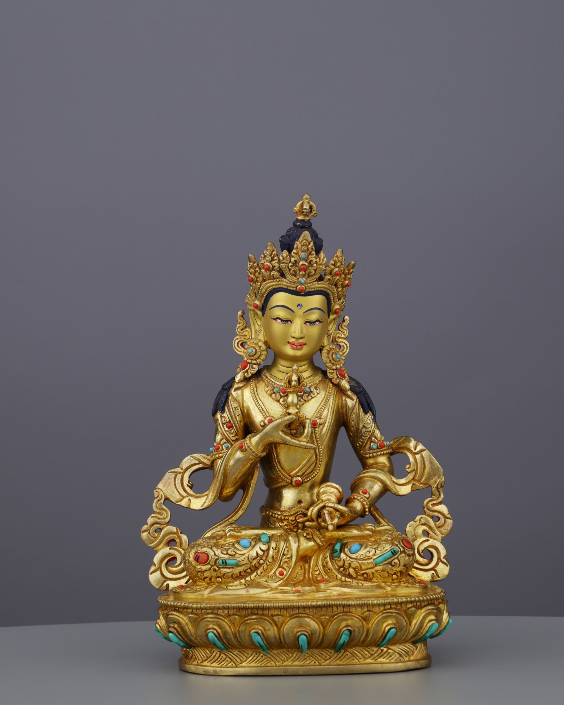 Exquisite 24K Gold Gilded Vajrasattva Statue | Sacred Buddhist Deity of Purification - Authentic Handcrafted Statue