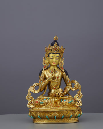 Exquisite 24K Gold Gilded Vajrasattva Statue | Sacred Buddhist Deity of Purification