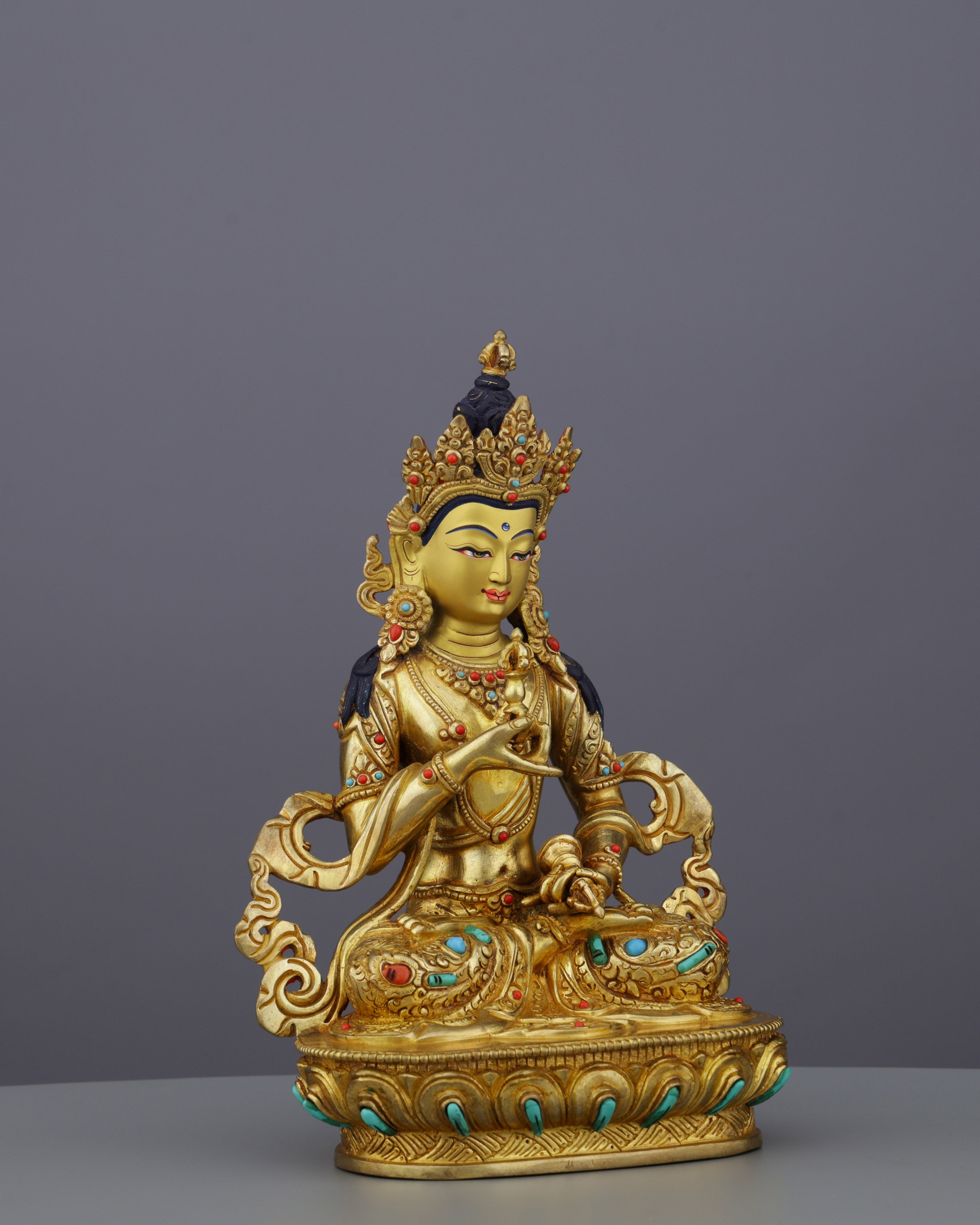 Exquisite 24K Gold Gilded Vajrasattva Statue | Sacred Buddhist Deity of Purification
