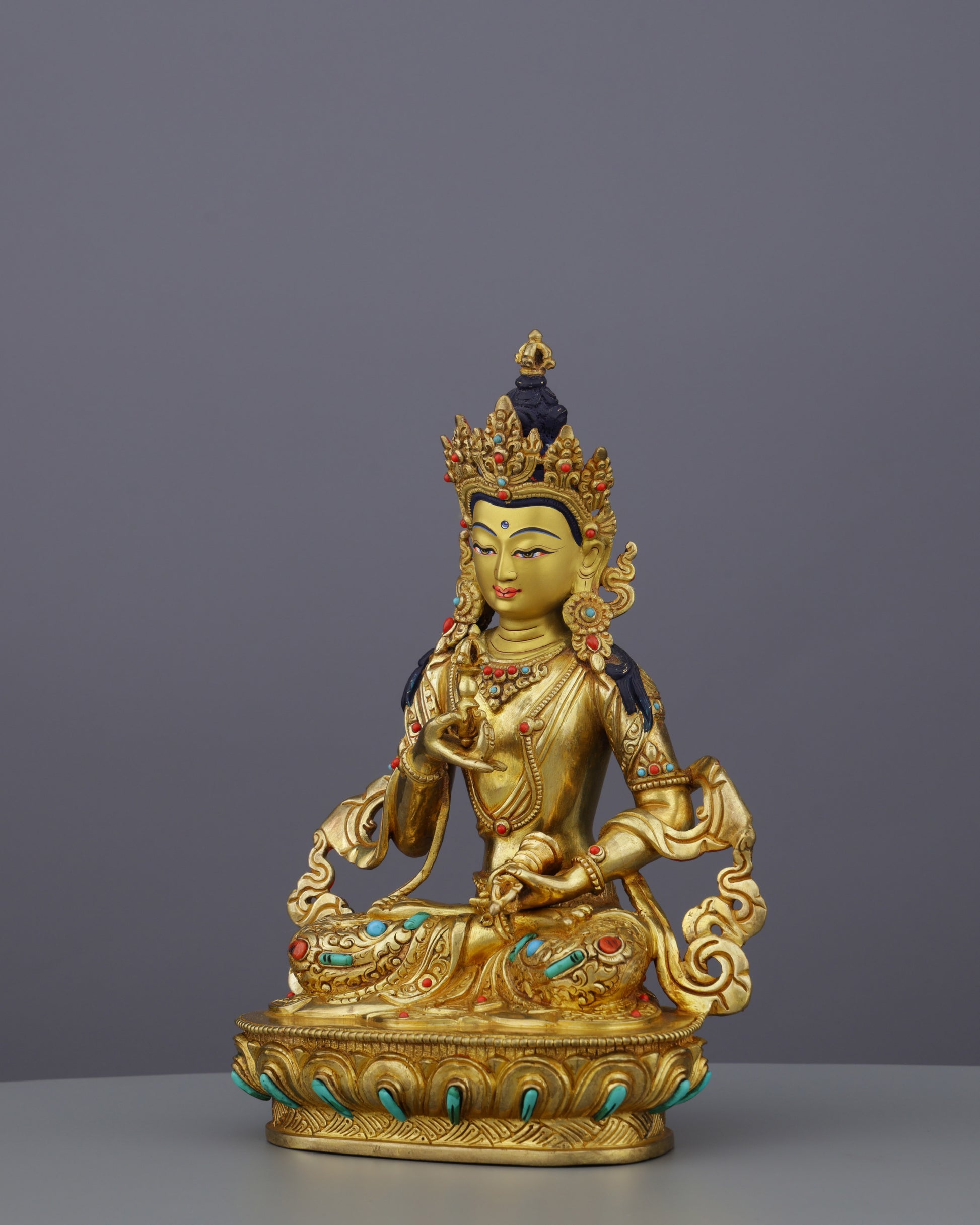 Exquisite 24K Gold Gilded Vajrasattva Statue | Sacred Buddhist Deity of Purification - Authentic Handcrafted Statue