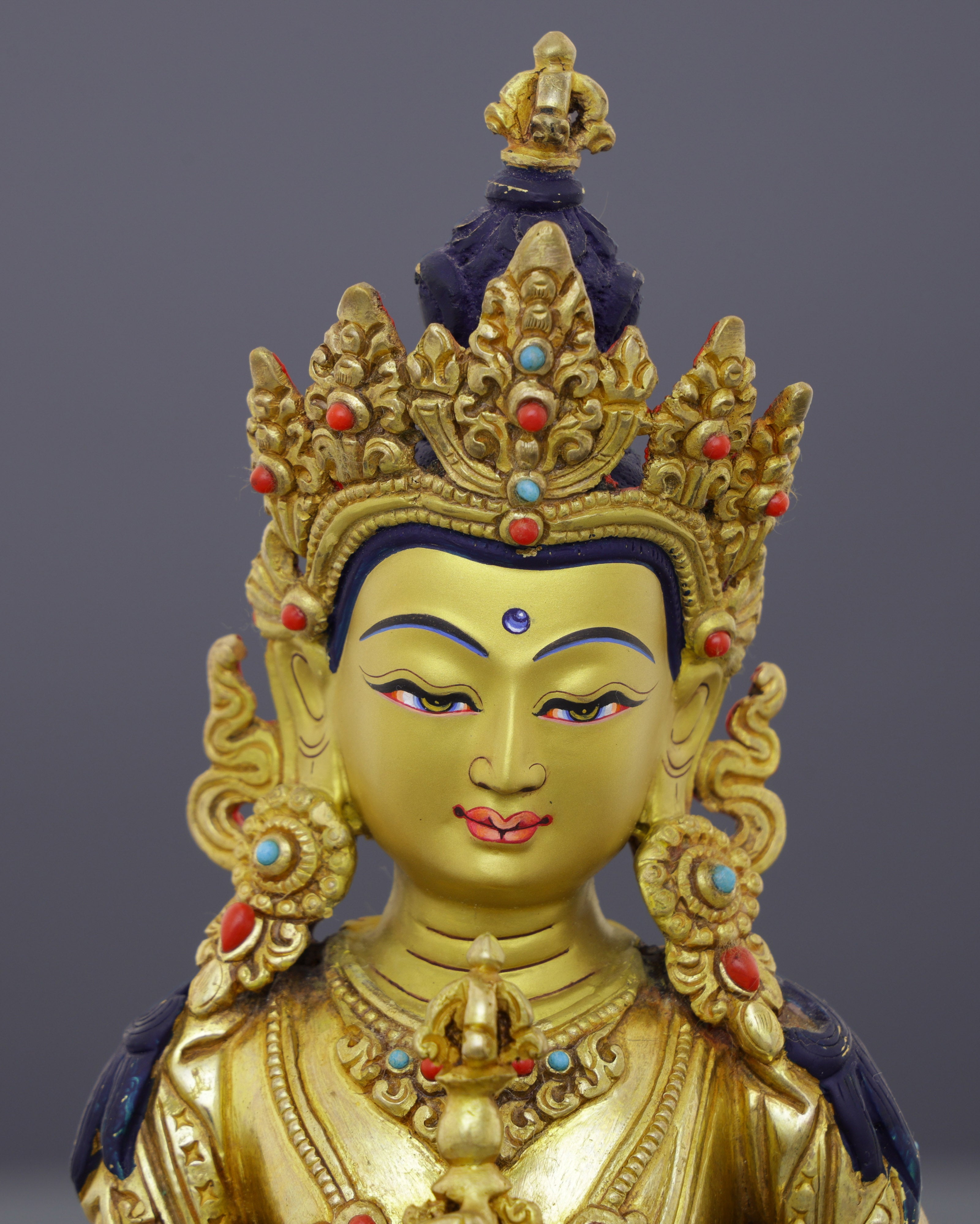Exquisite 24K Gold Gilded Vajrasattva Statue | Sacred Buddhist Deity of Purification