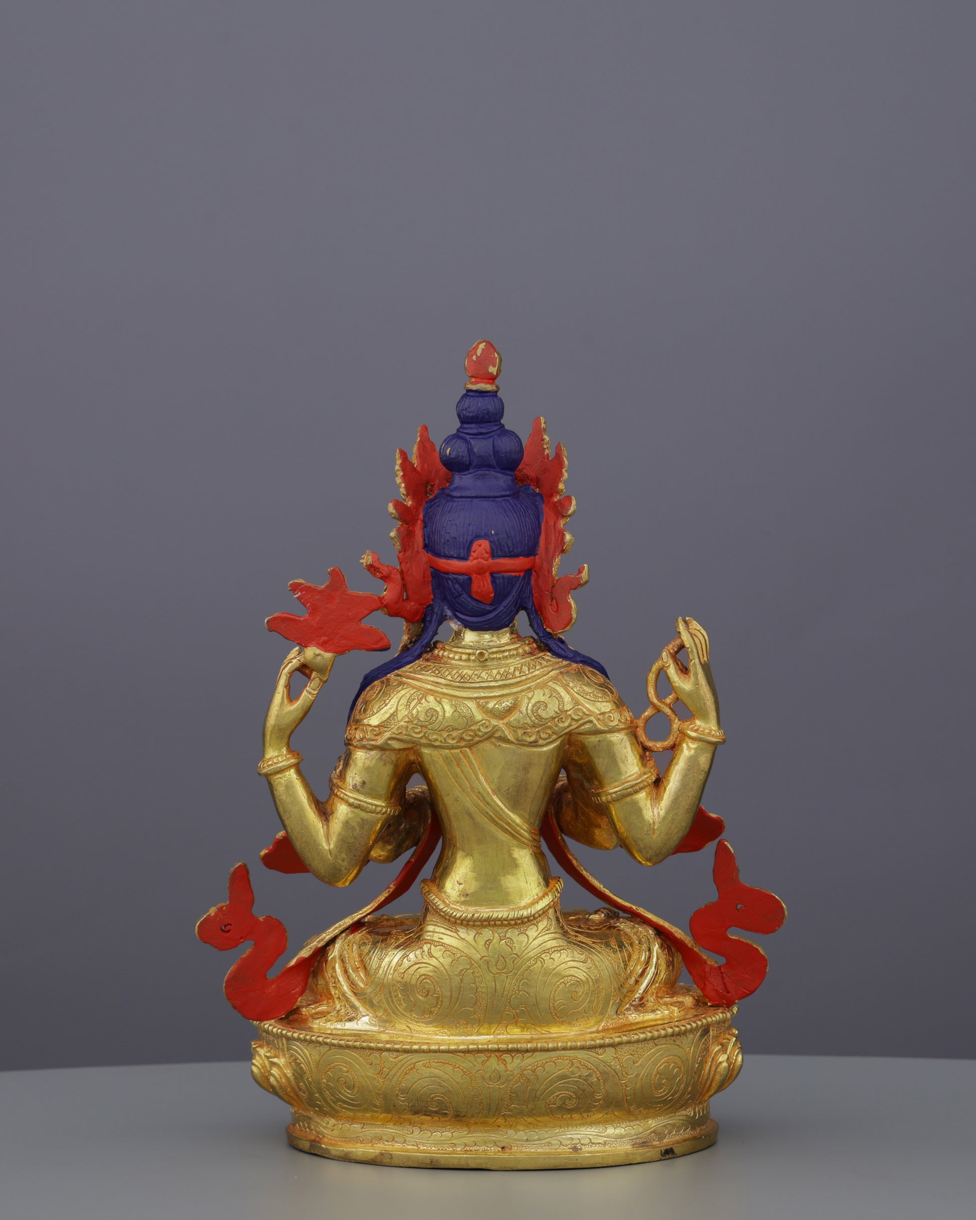 Golden Radiance | 24K Gilded Chengresi Statue - A Masterpiece of Himalayan Compassion - Authentic Handcrafted Statue