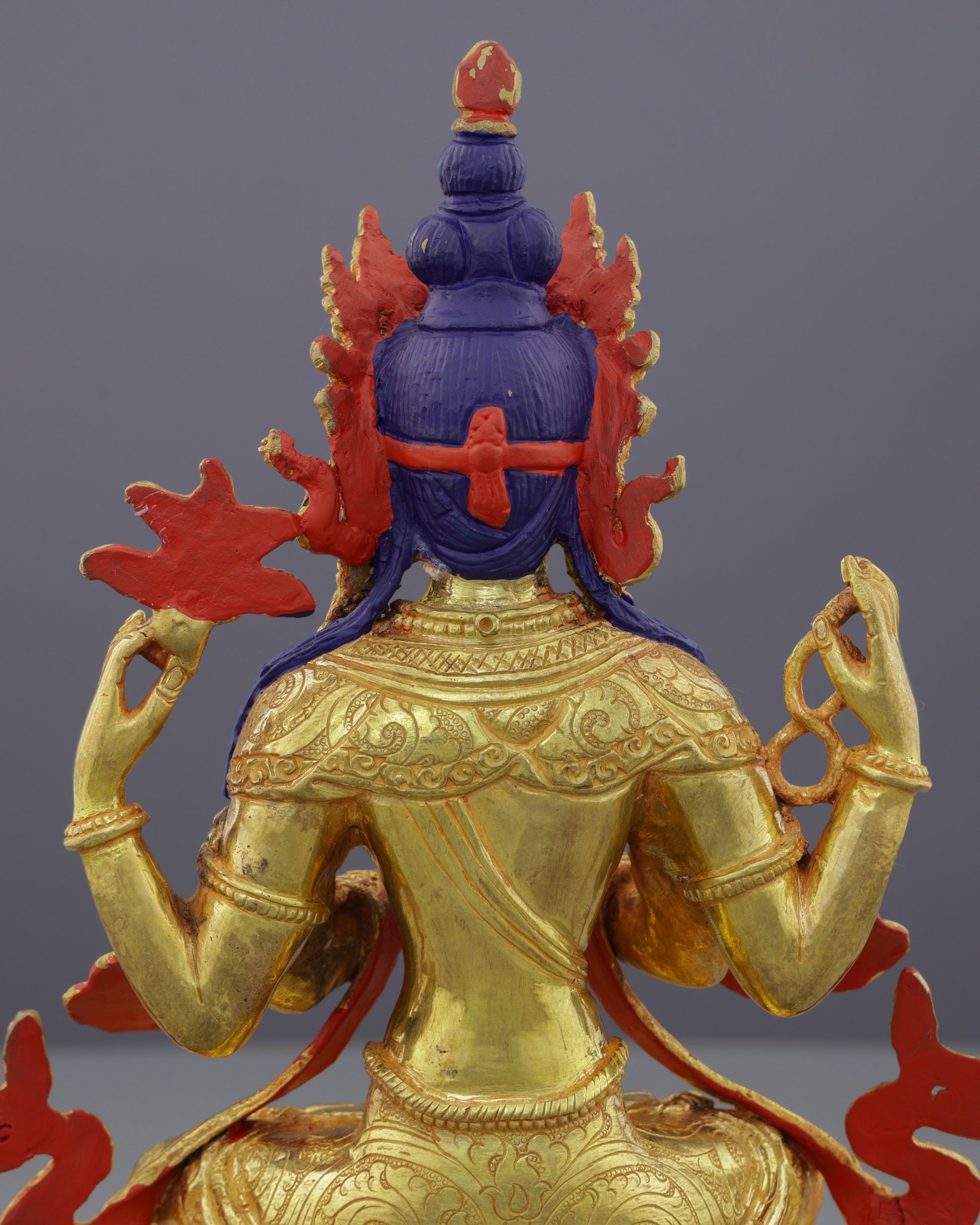 Golden Radiance | 24K Gilded Chengresi Statue - A Masterpiece of Himalayan Compassion - Authentic Handcrafted Statue