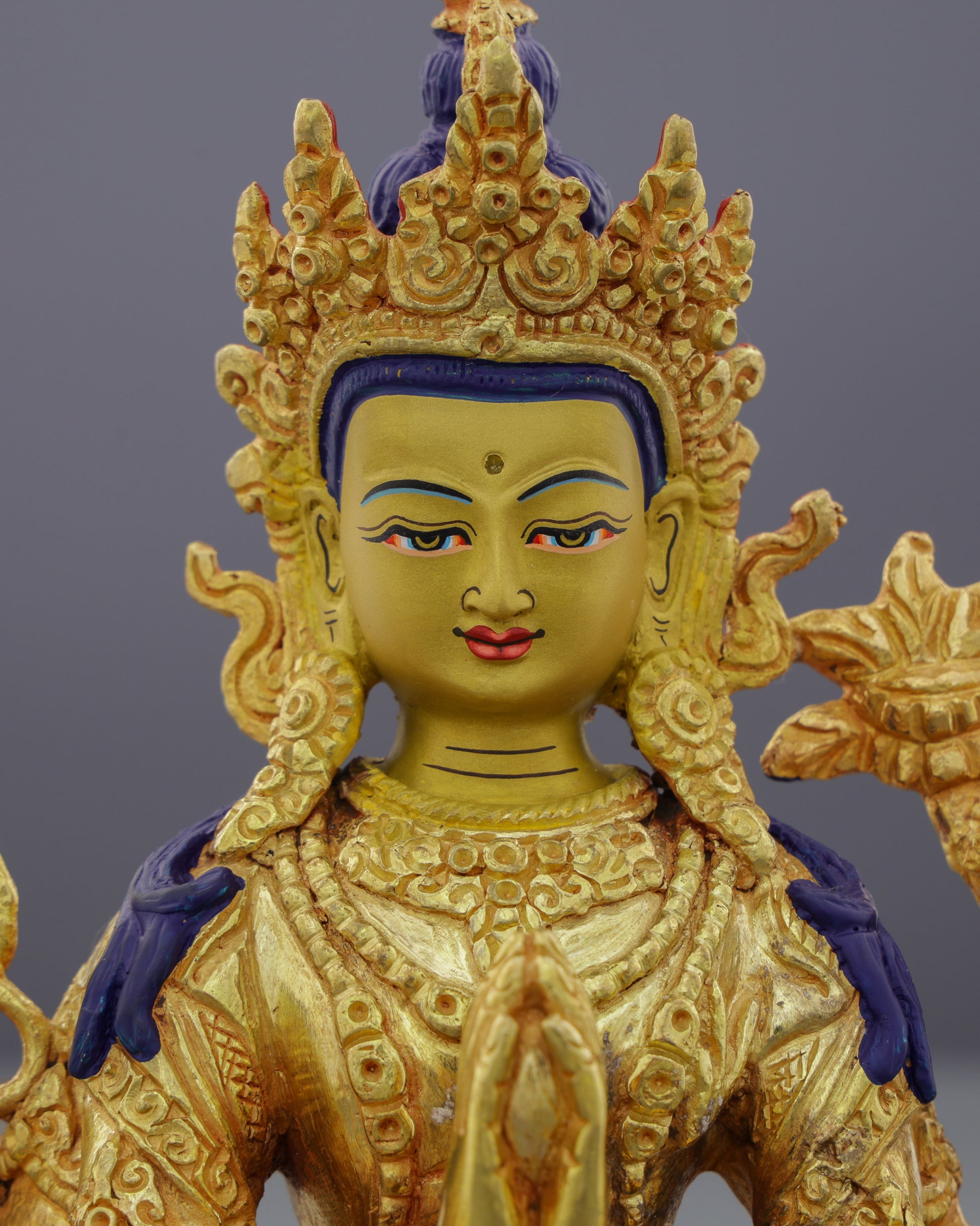 Golden Radiance | 24K Gilded Chengresi Statue - A Masterpiece of Himalayan Compassion - Authentic Handcrafted Statue