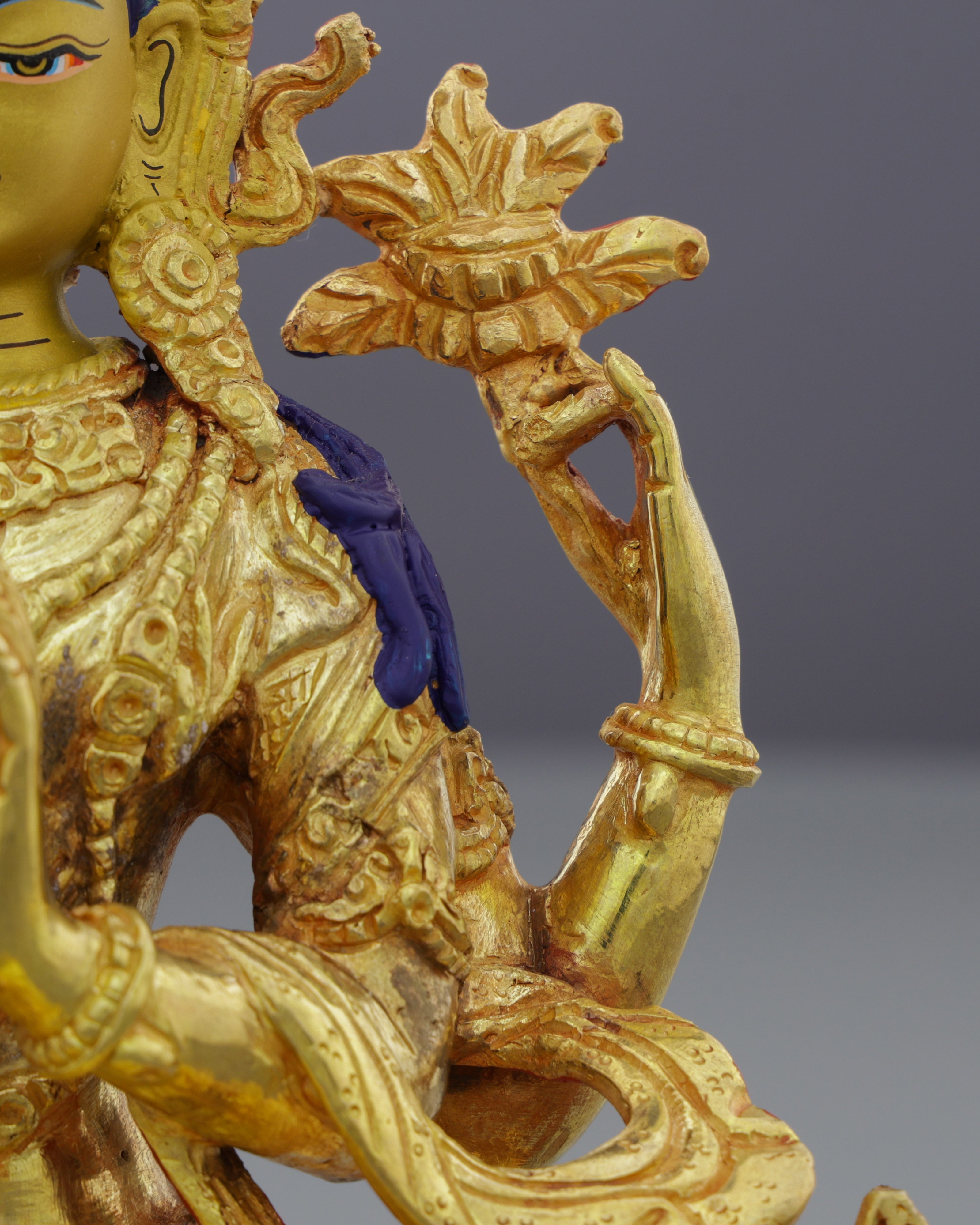 Golden Radiance | 24K Gilded Chengresi Statue - A Masterpiece of Himalayan Compassion