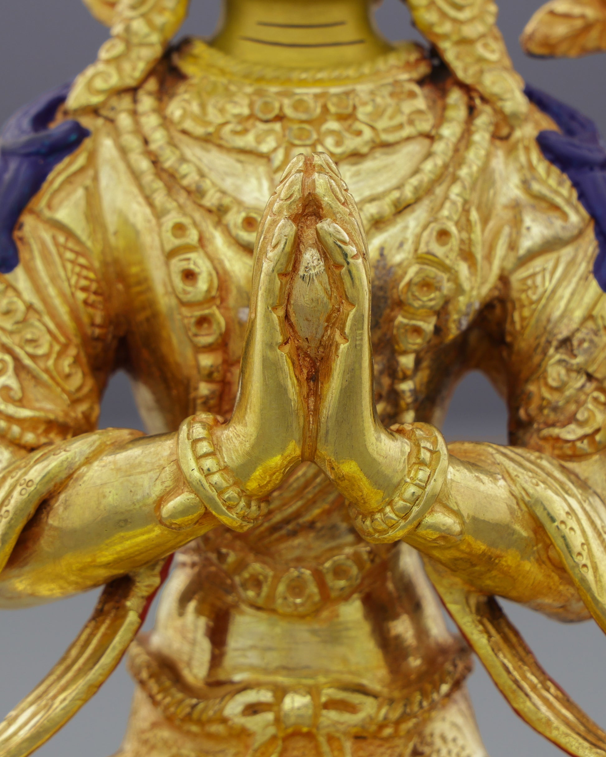 Golden Radiance | 24K Gilded Chengresi Statue - A Masterpiece of Himalayan Compassion - Authentic Handcrafted Statue
