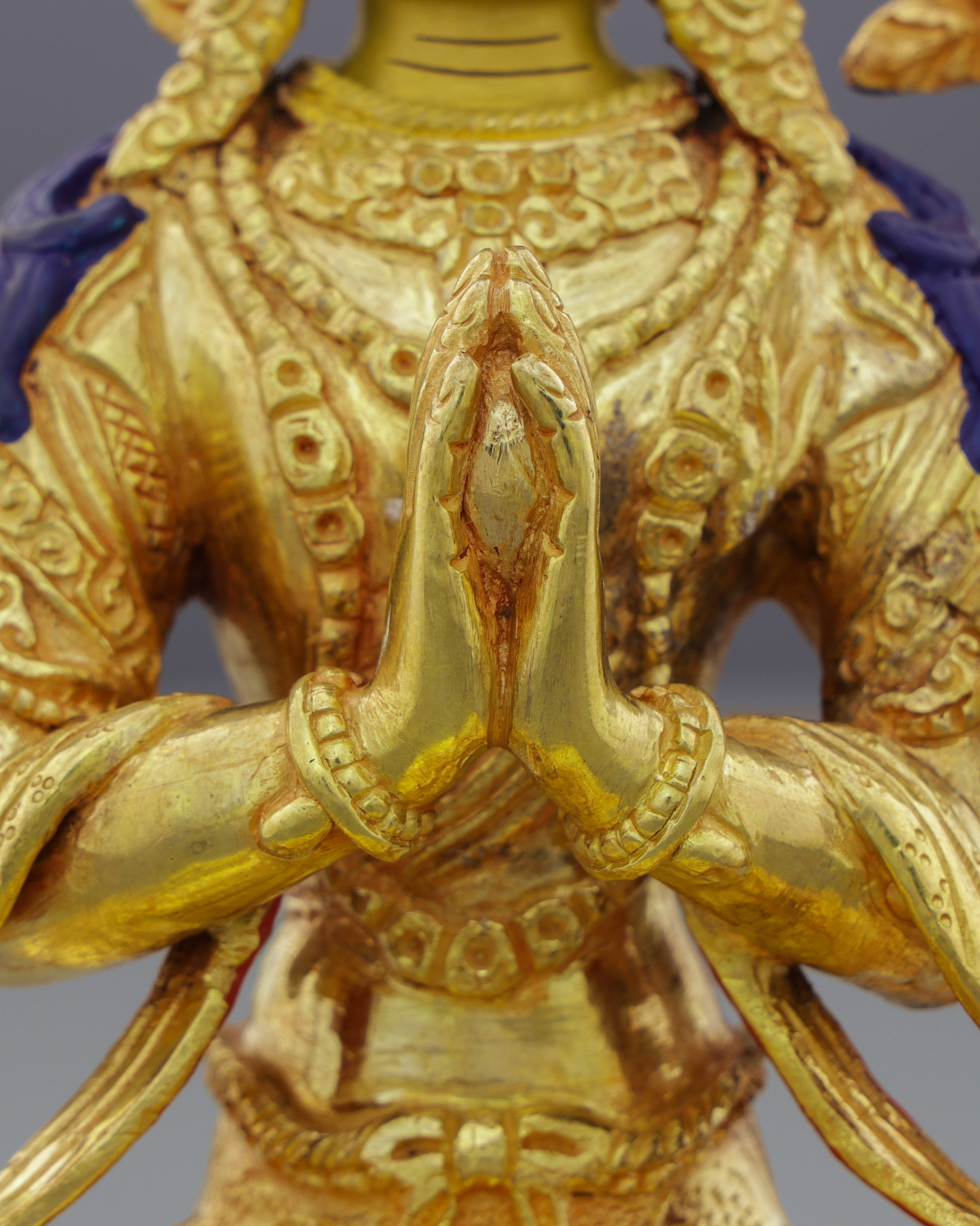 Golden Radiance | 24K Gilded Chengresi Statue - A Masterpiece of Himalayan Compassion
