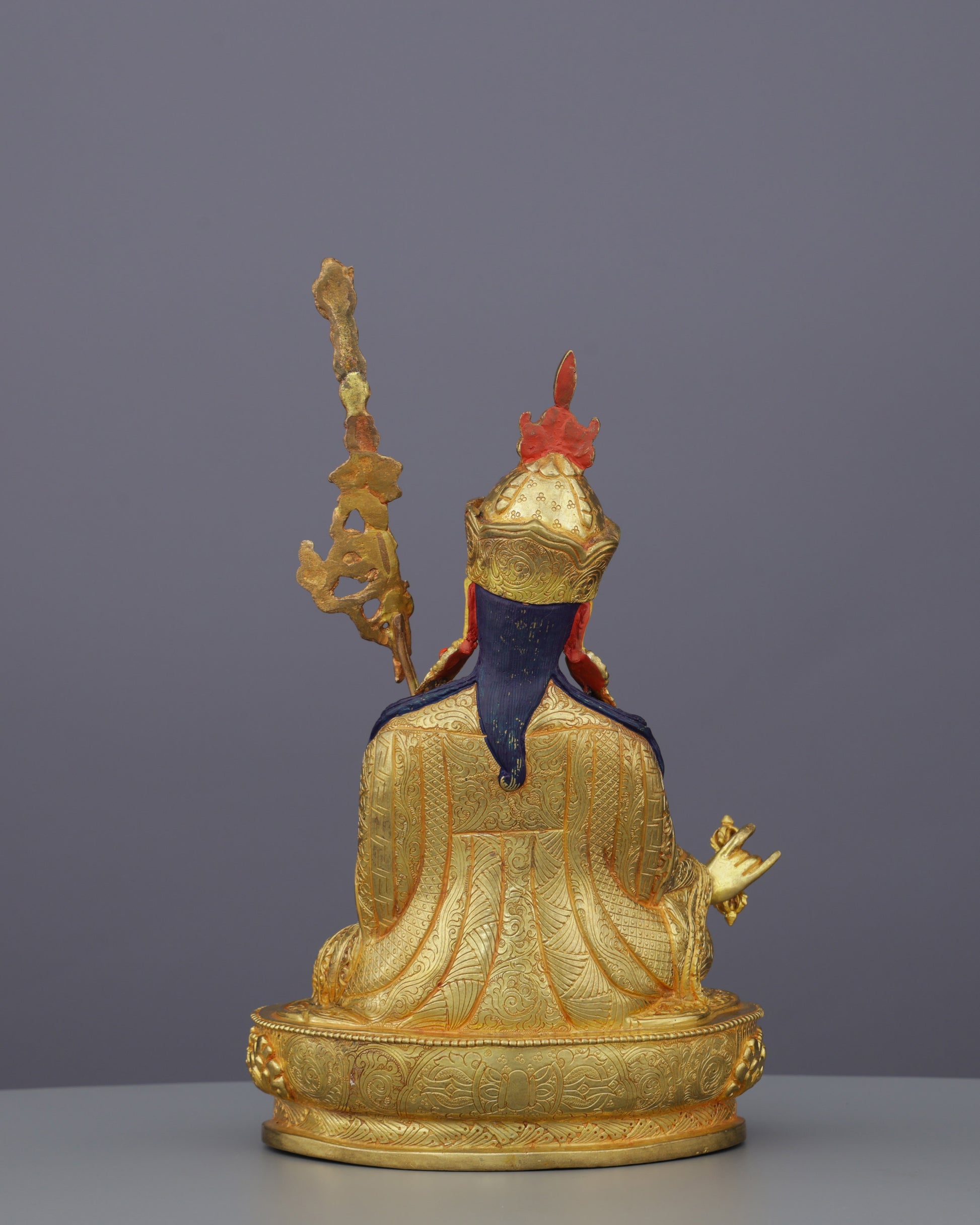 Sacred Golden Guru Rinpoche Statue | Handcrafted Tibetan Buddhist Masterpiece - Authentic Handcrafted Statue