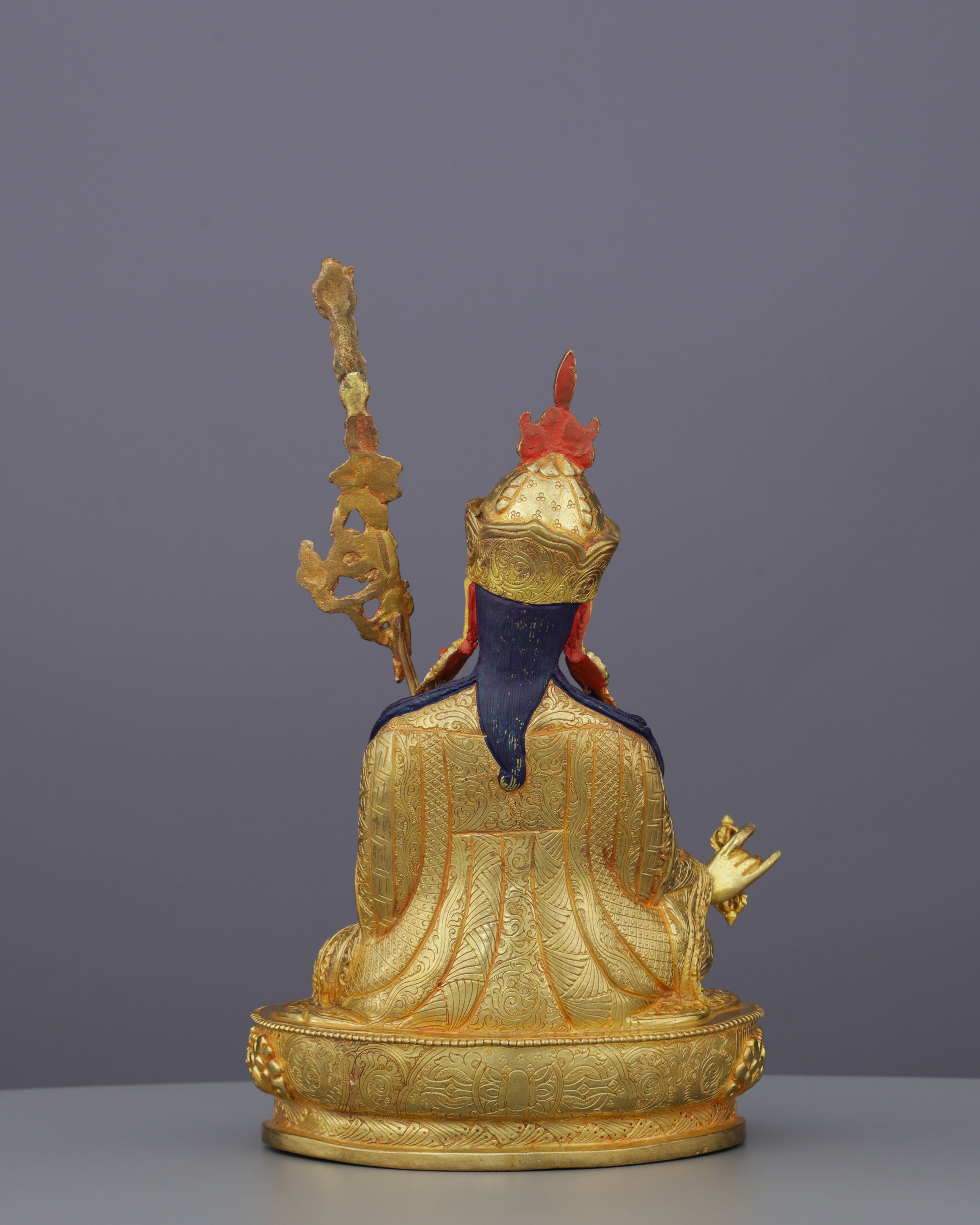 Sacred Golden Guru Rinpoche Statue | Handcrafted Tibetan Buddhist Masterpiece
