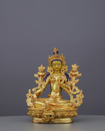 Radiant Green Tara Statue | Divine Mother of Swift Compassion in Pure Gold