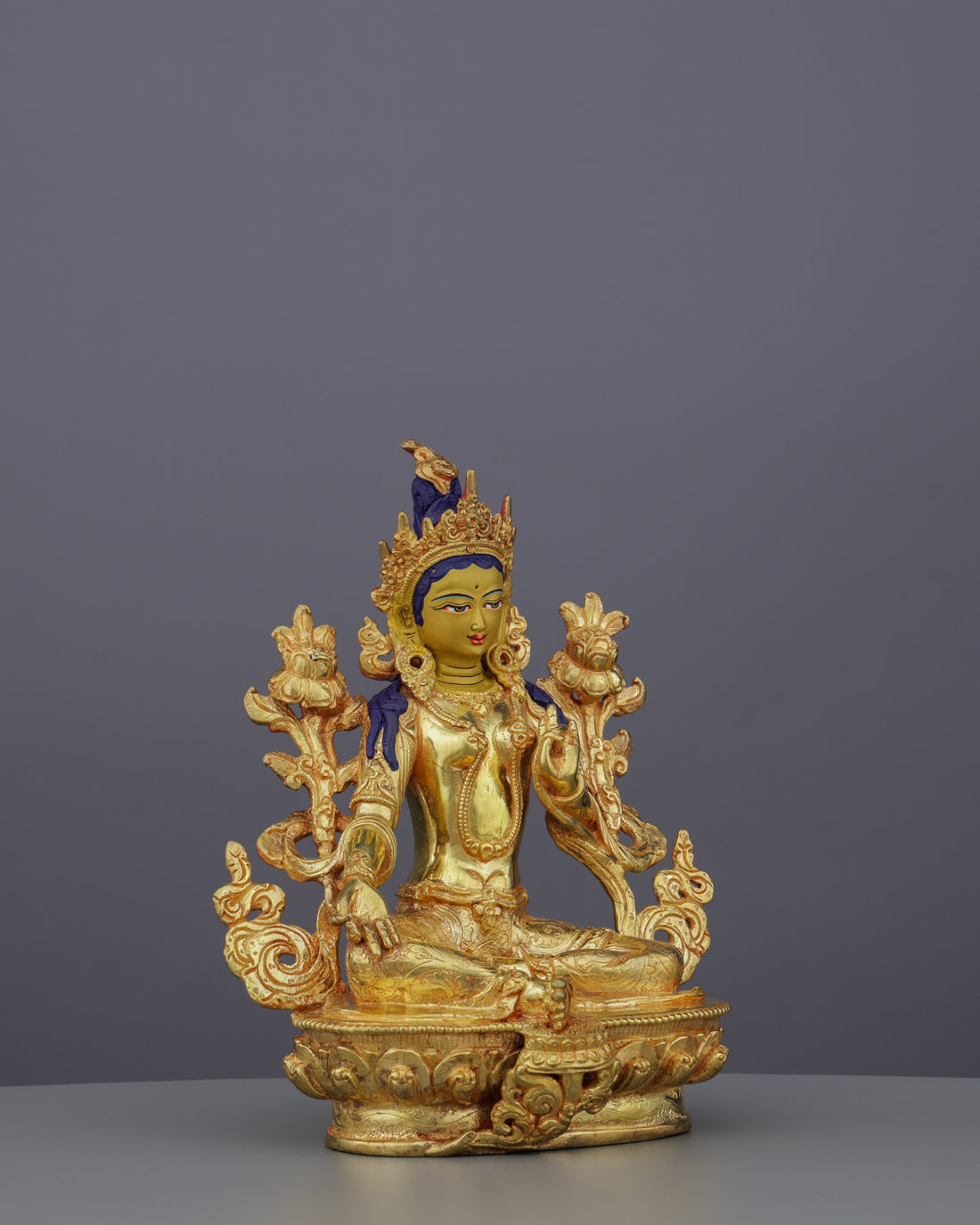Radiant Green Tara Statue | Divine Mother of Swift Compassion in Pure Gold