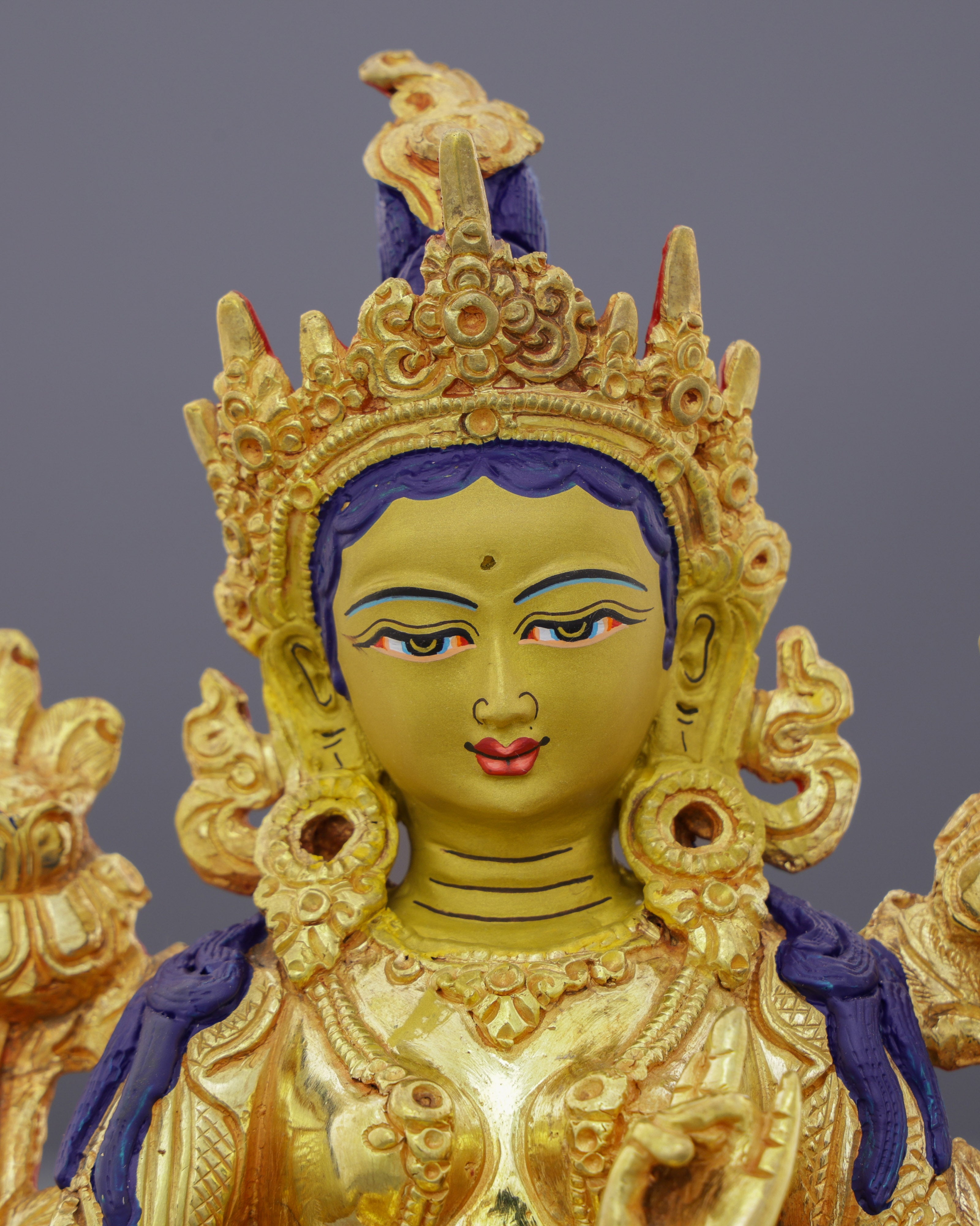 Radiant Green Tara Statue | Divine Mother of Swift Compassion in Pure Gold