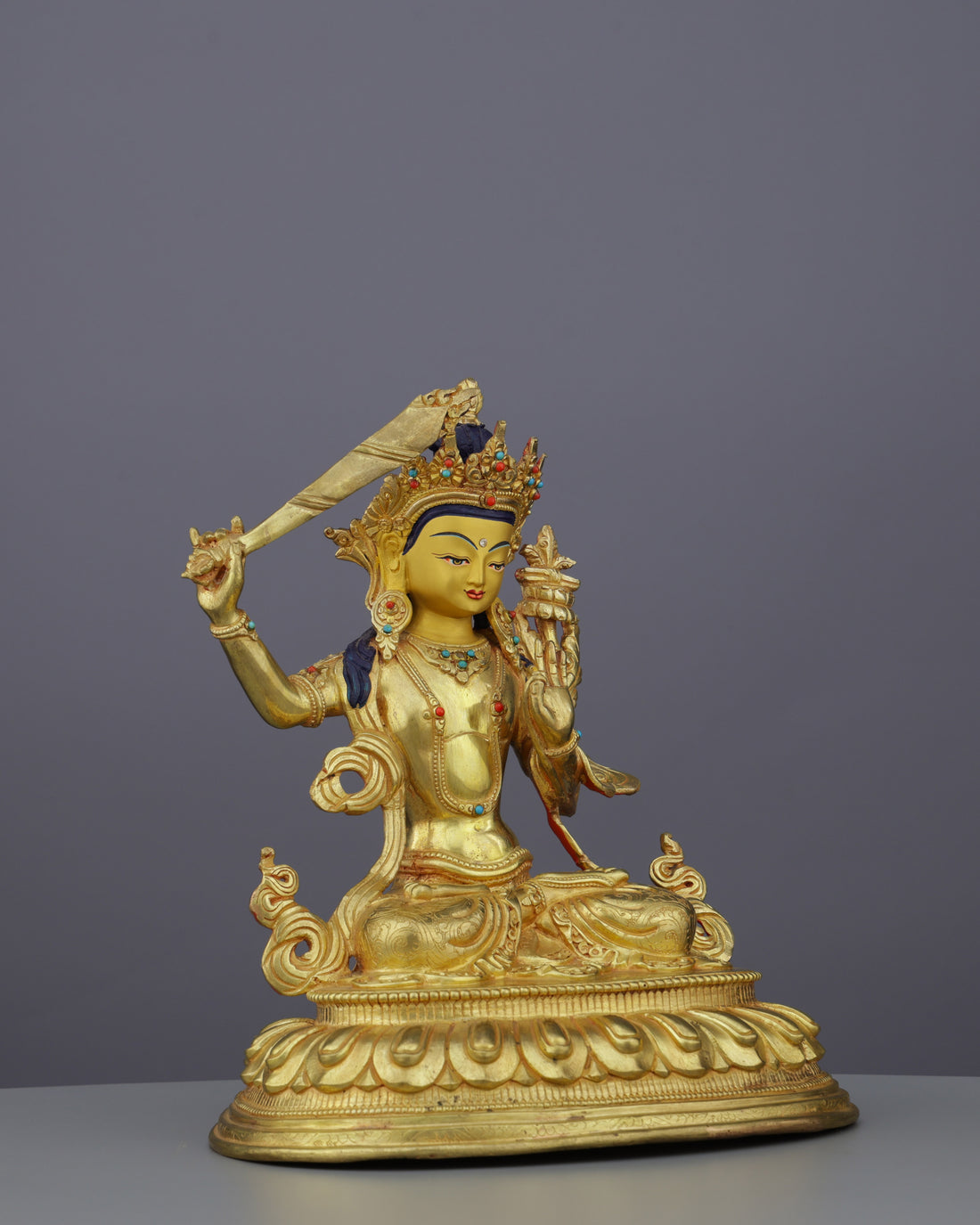 Exquisite Manjushri Statue | Golden Bodhisattva of Supreme Wisdom