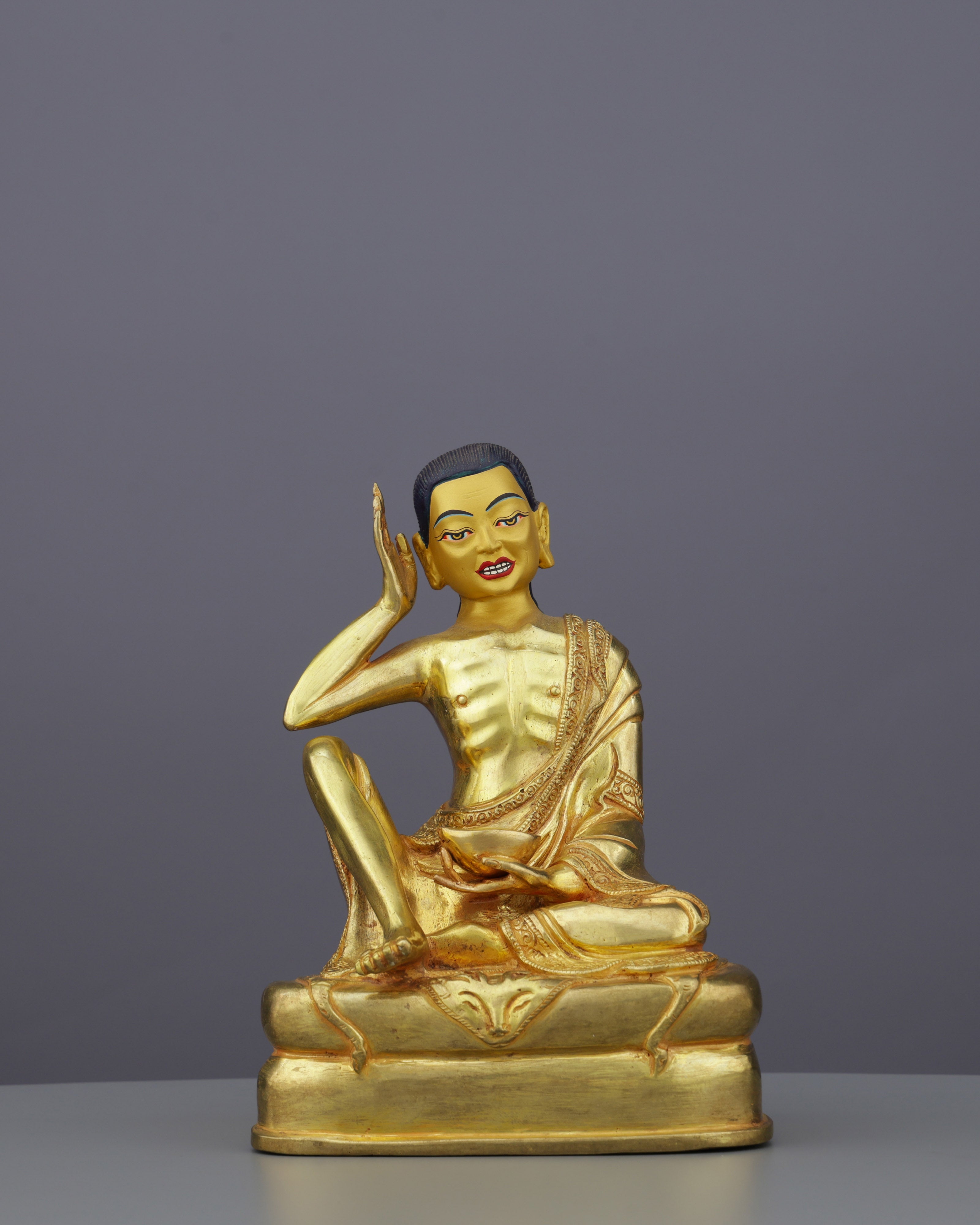 Exquisite 24K Gold Gilded Milarepa Statue | Tibet's Greatest Yogi and Poet Saint