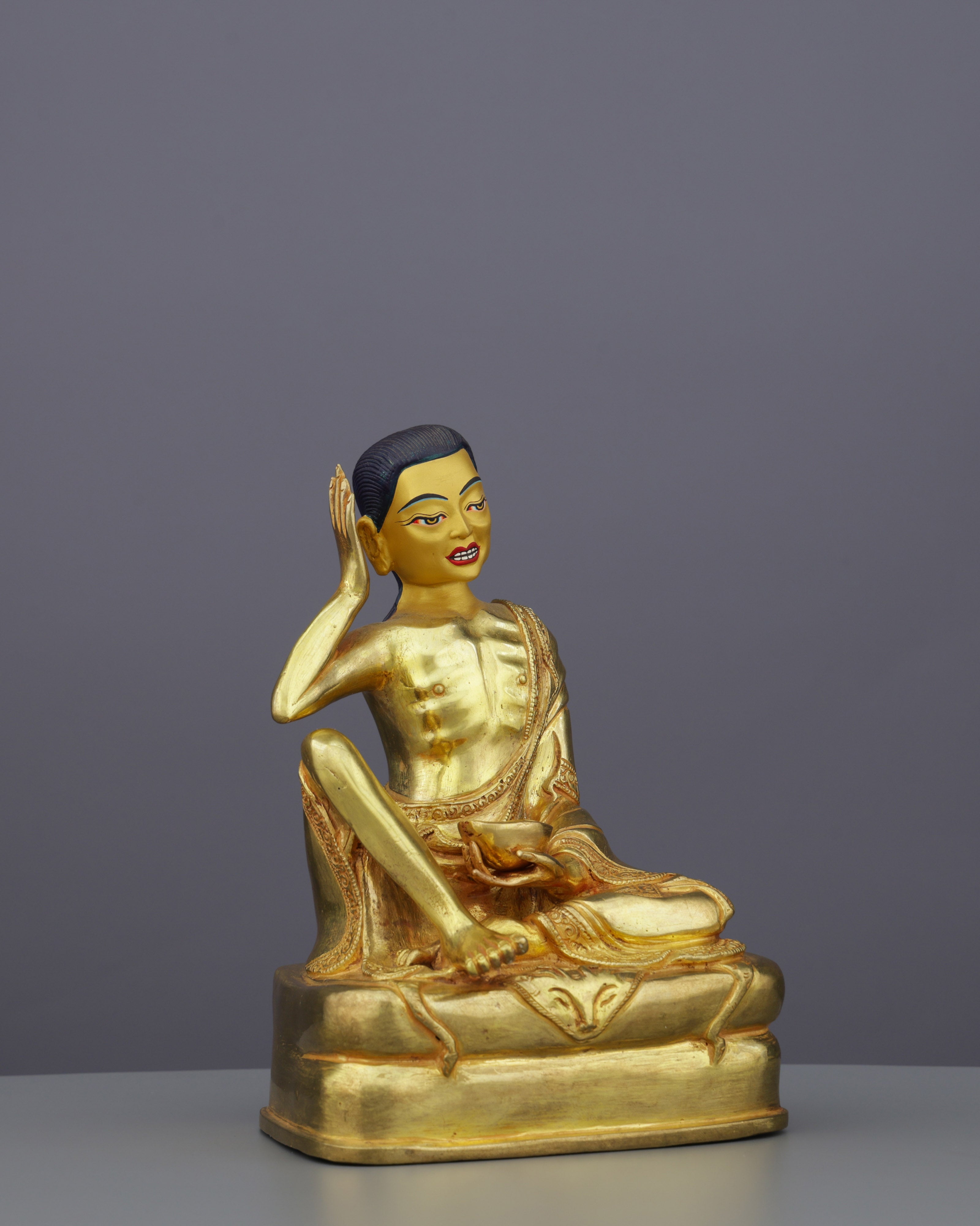 Exquisite 24K Gold Gilded Milarepa Statue | Tibet's Greatest Yogi and Poet Saint