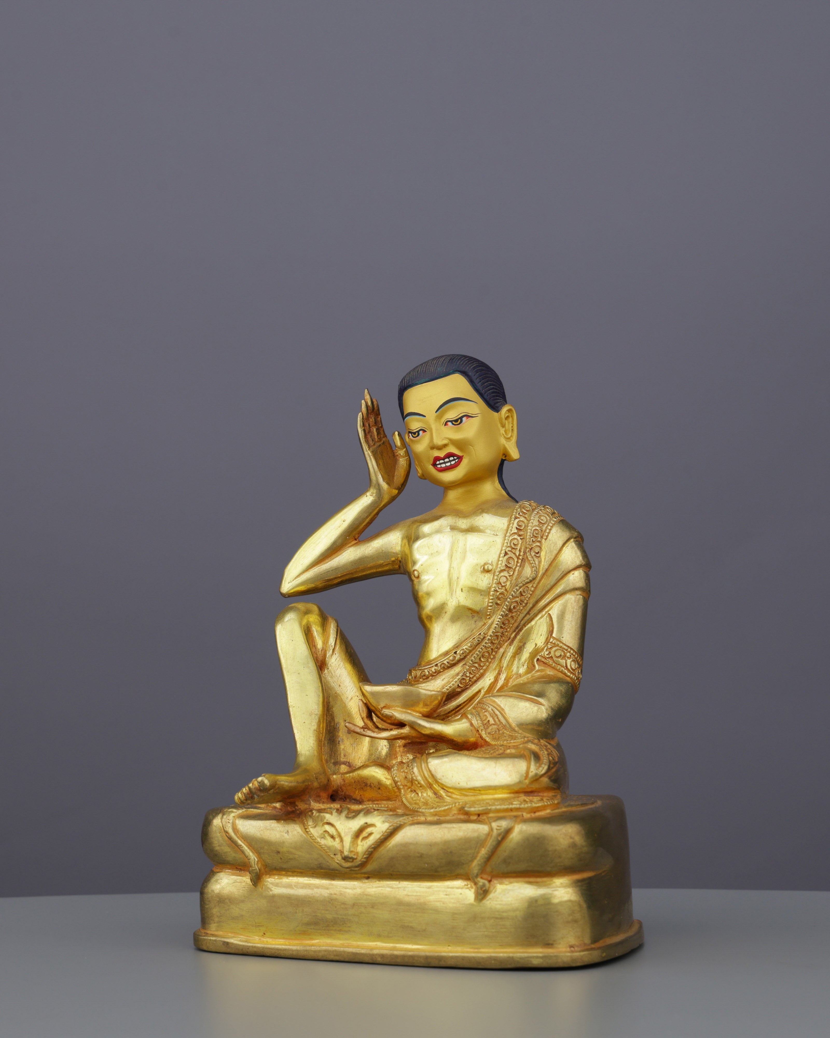 Exquisite 24K Gold Gilded Milarepa Statue | Tibet's Greatest Yogi and Poet Saint