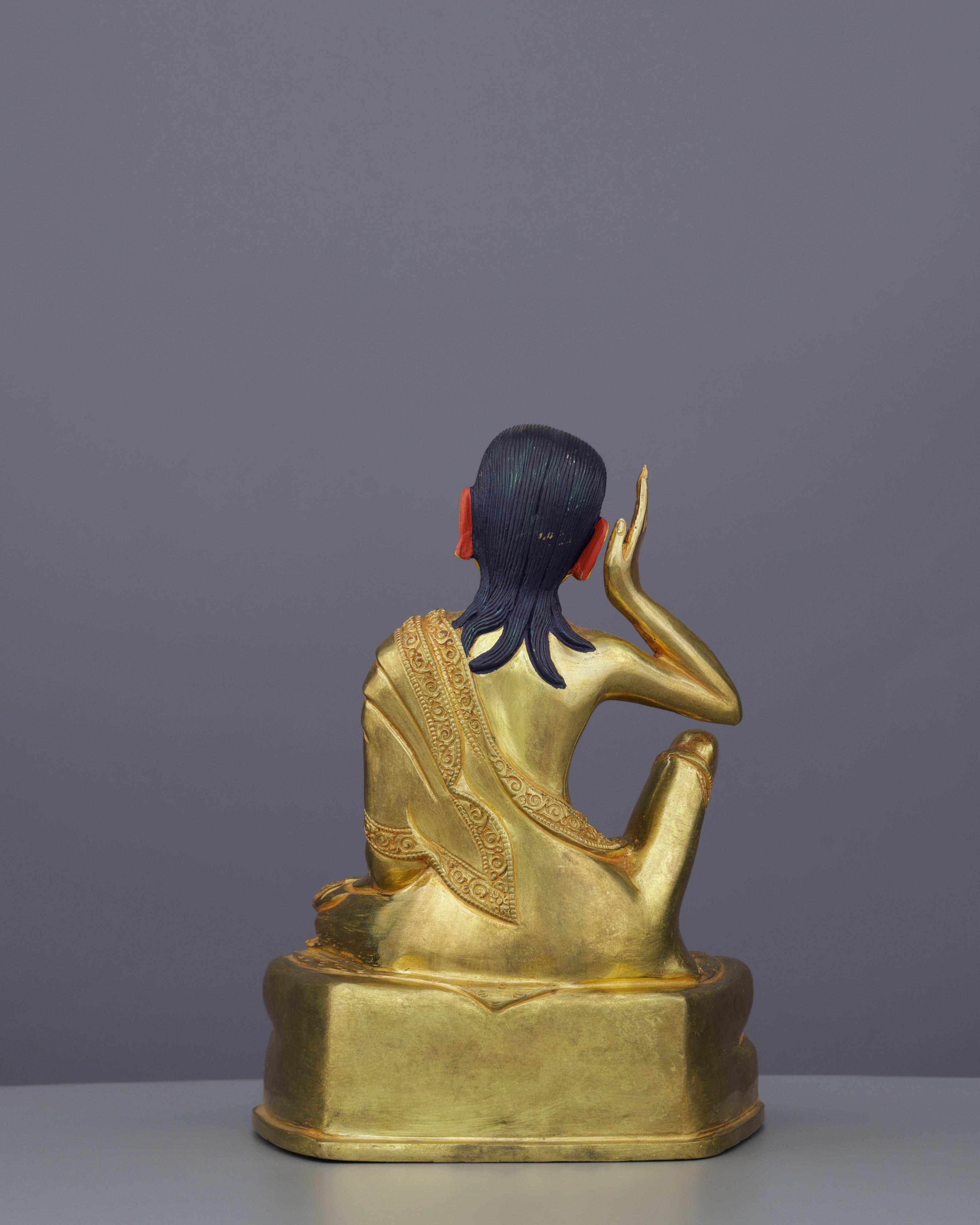 Exquisite 24K Gold Gilded Milarepa Statue | Tibet's Greatest Yogi and Poet Saint