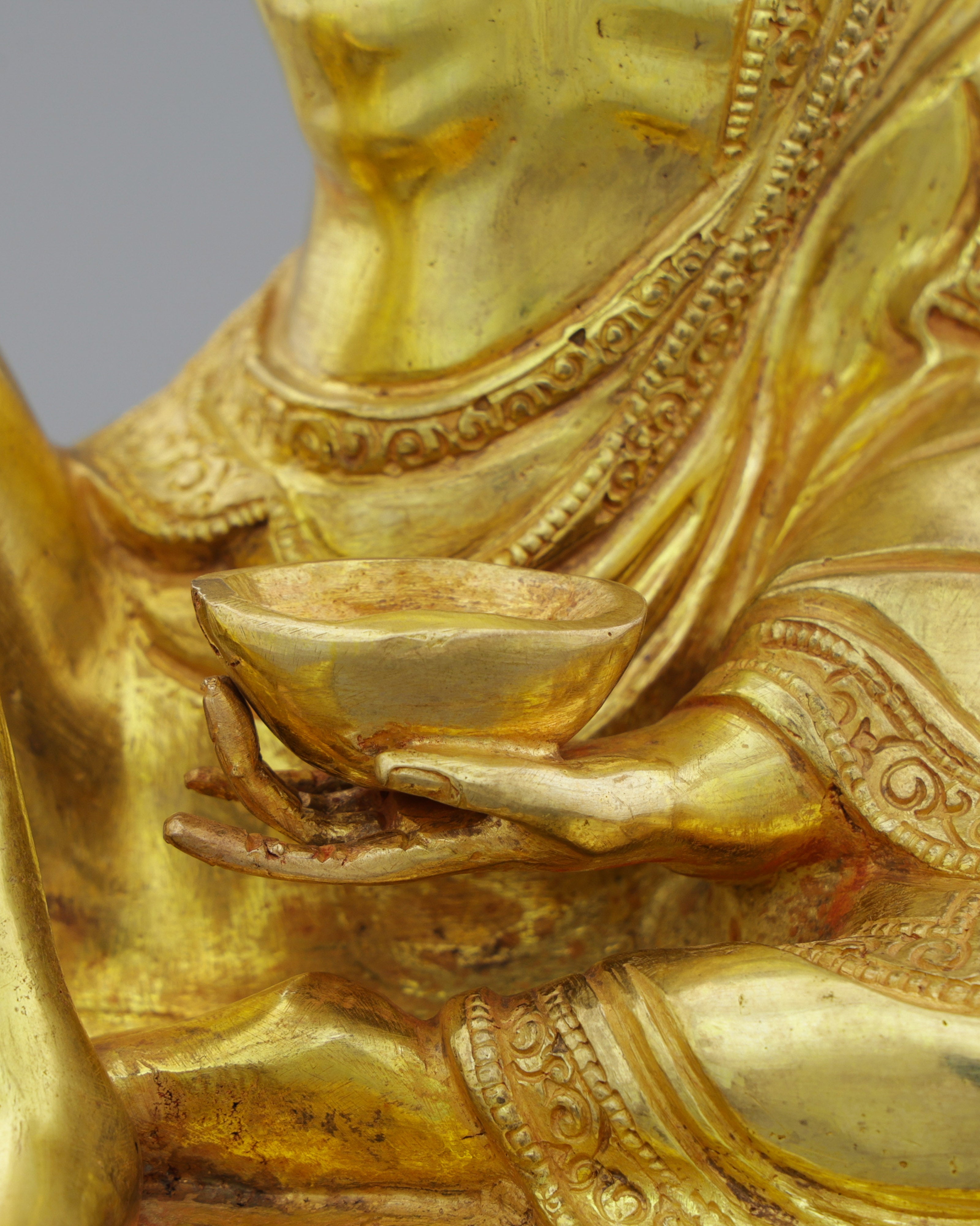Exquisite 24K Gold Gilded Milarepa Statue | Tibet's Greatest Yogi and Poet Saint