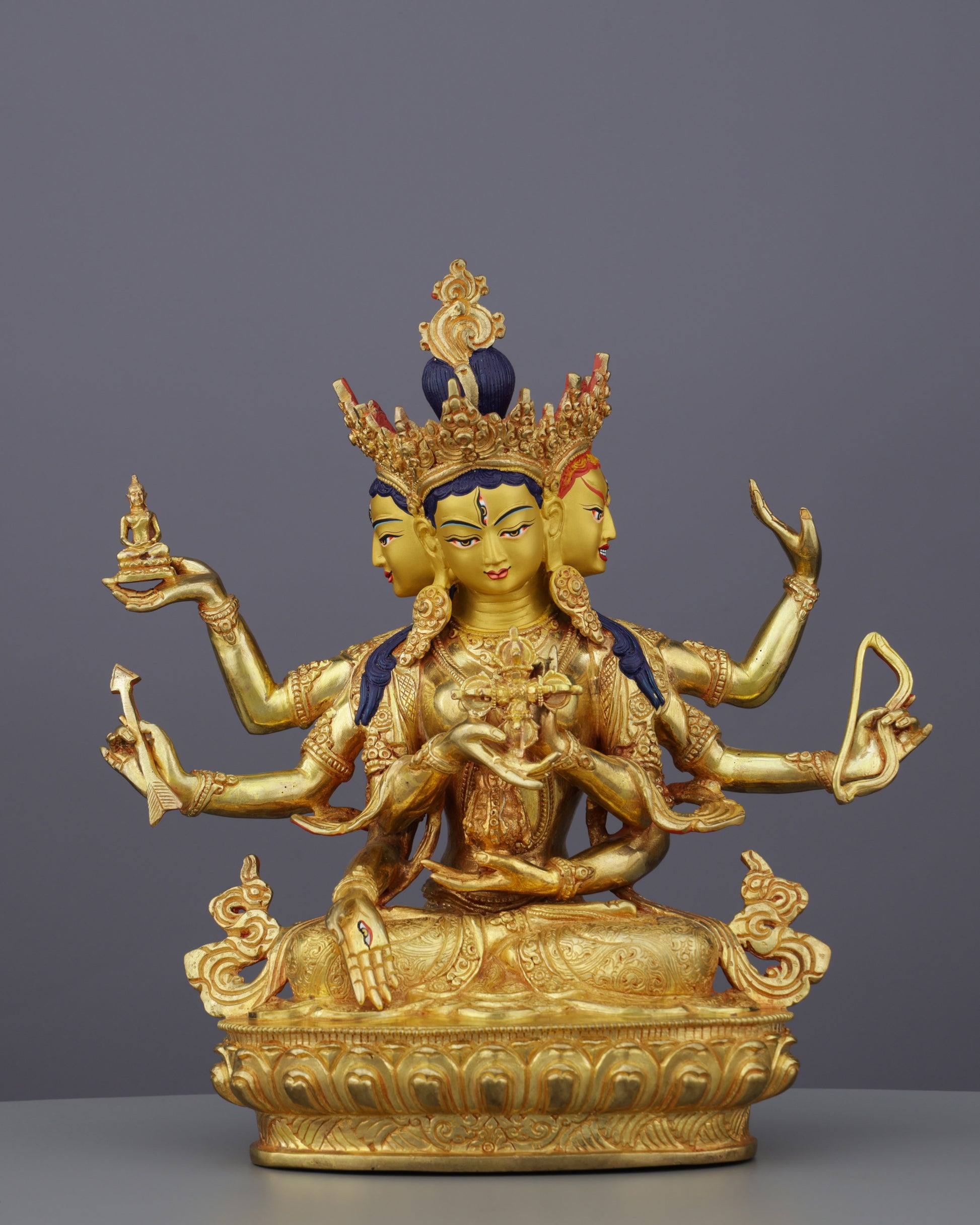 Magnificent 24K Gold Gilded Namgyal Statue | Goddess of Longevity and Victory - Authentic Handcrafted Statue