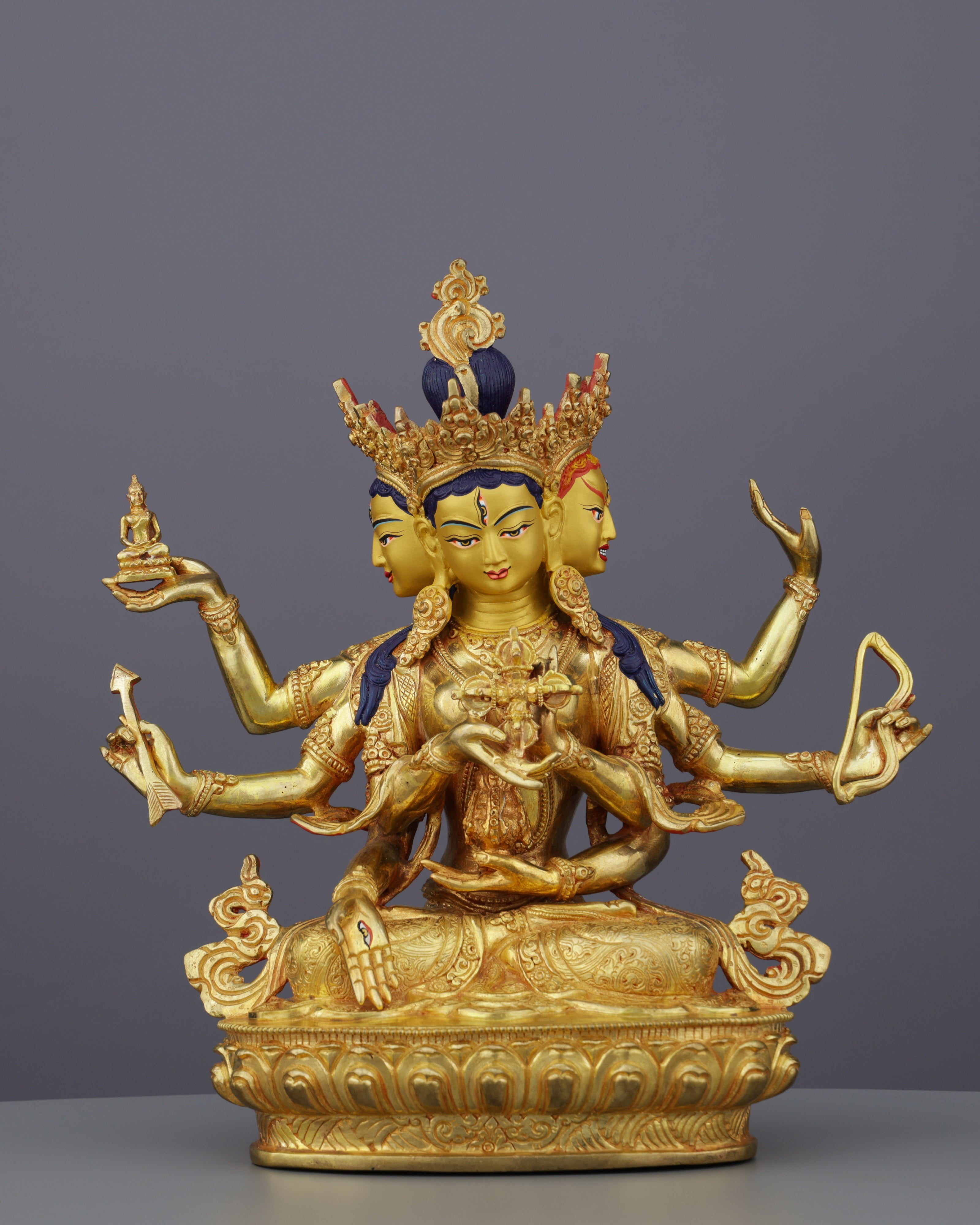 Magnificent 24K Gold Gilded Namgyal Statue | Goddess of Longevity and Victory