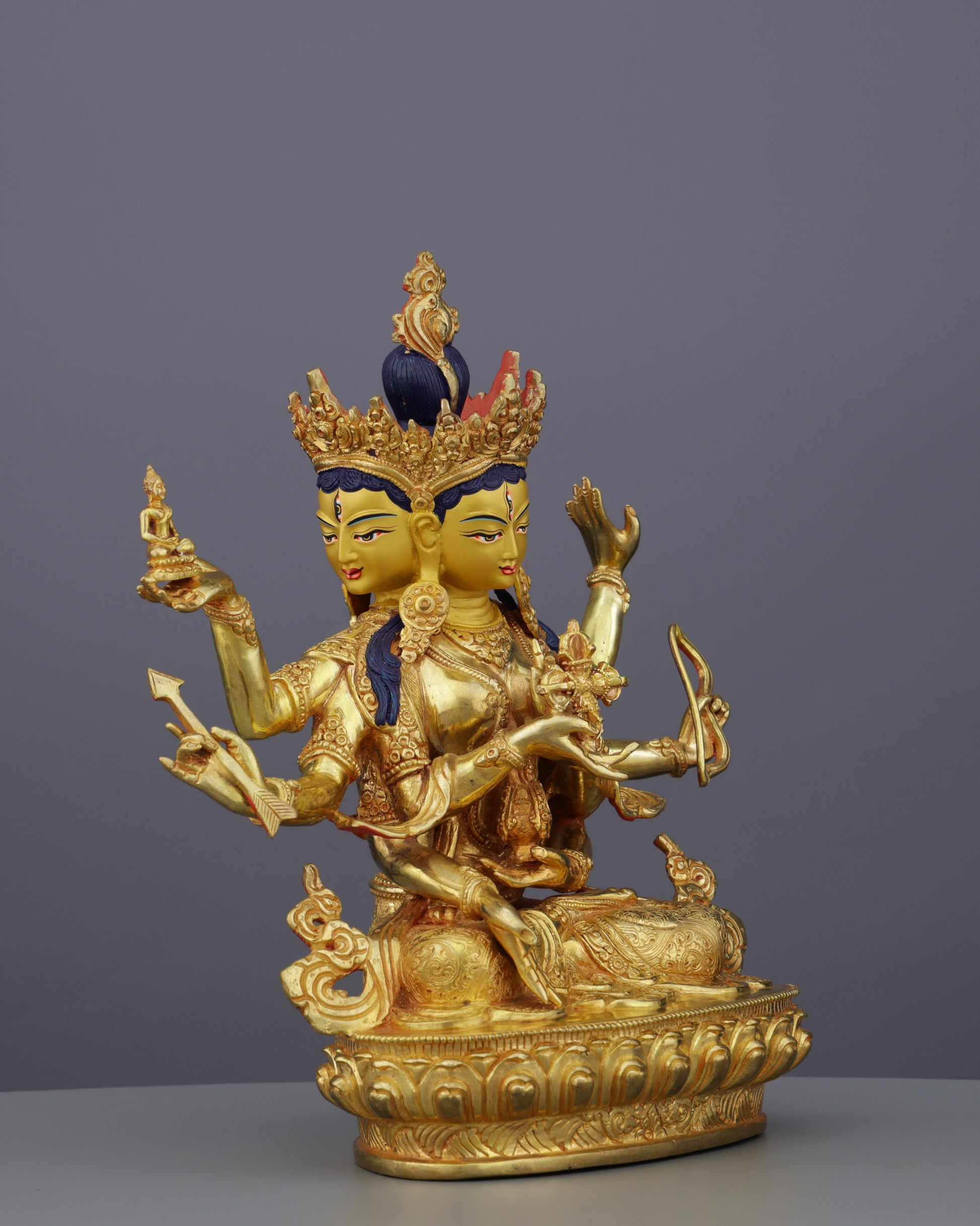 Magnificent 24K Gold Gilded Namgyal Statue | Goddess of Longevity and Victory - Authentic Handcrafted Statue